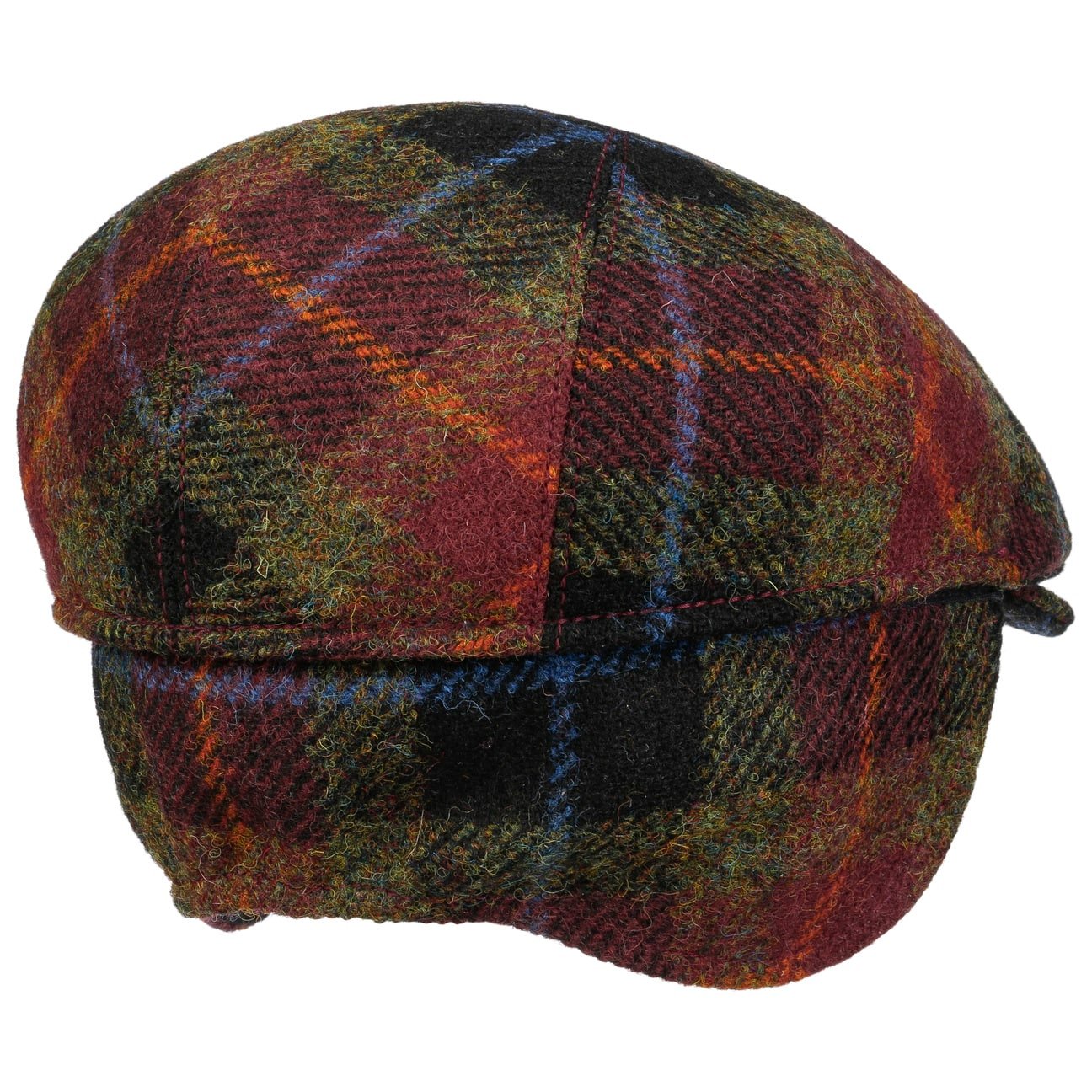 Simon Harris platt keps i tweed dunkelrot 6