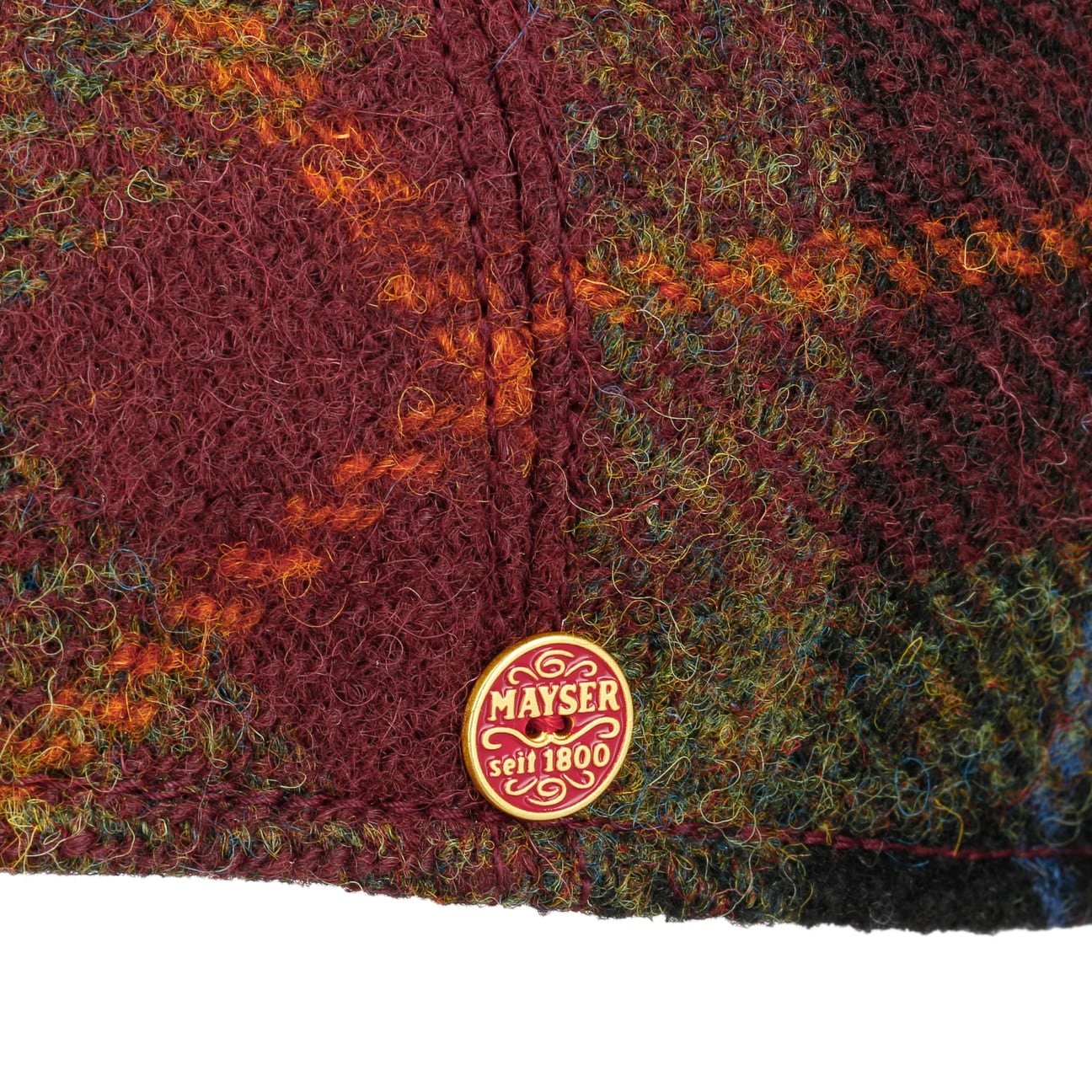 Simon Harris platt keps i tweed dunkelrot 7