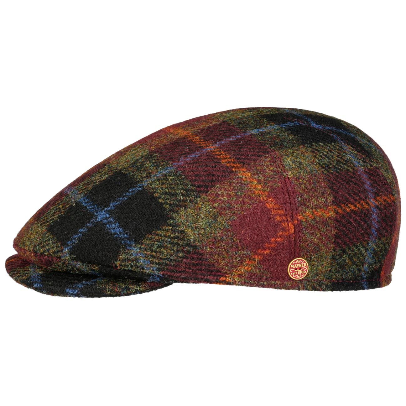 Simon Harris platt keps i tweed dunkelrot 9