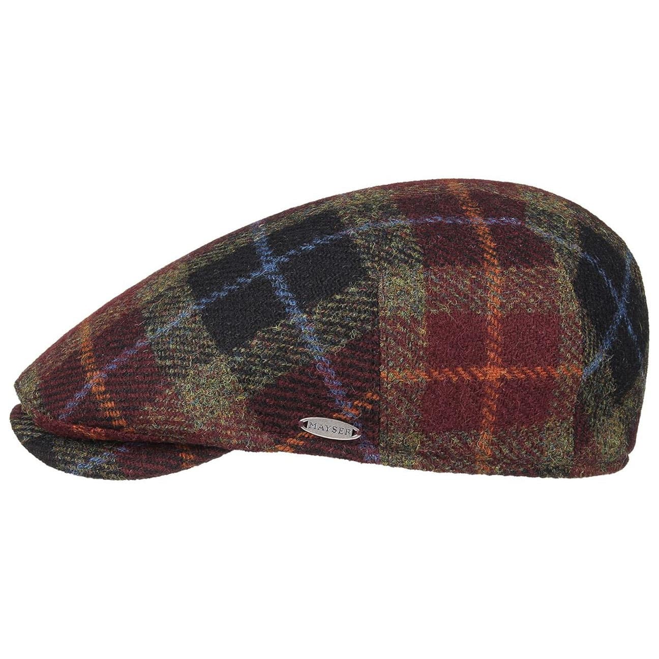 Simon Harris platt keps i tweed dunkelrot 10