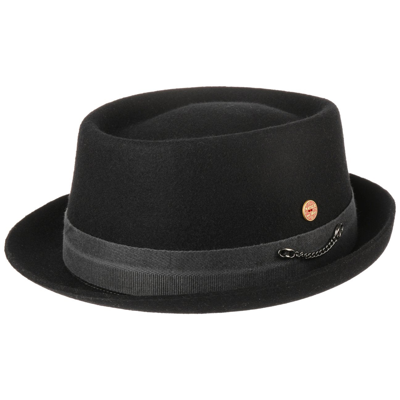 Gareth Soft Pork Pie Wool Hat schwarz 5