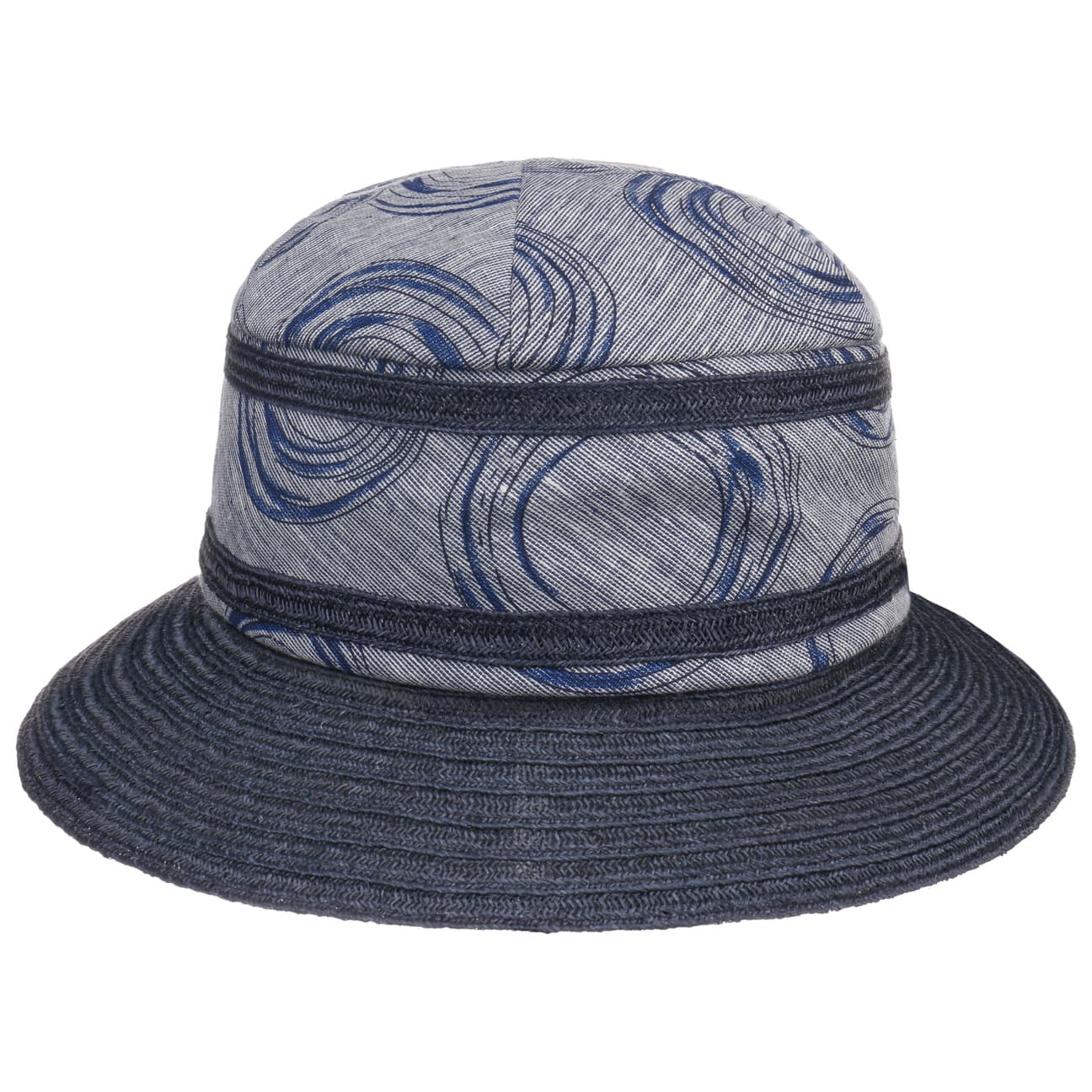 Chapeau en tissu Alma Caranda Circles blau 2