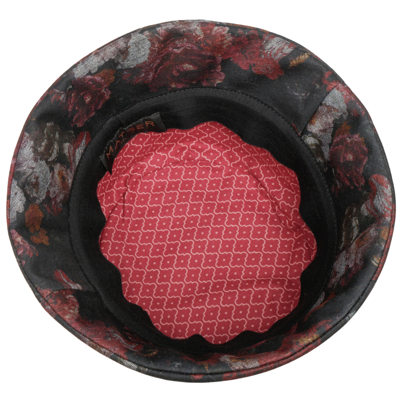 Maite Flower Bucket Stoffhut schwarz-bordeaux 4