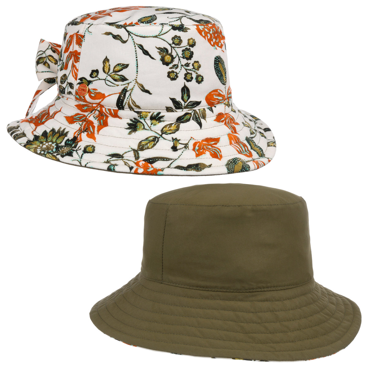Malu Floral Vendbar Hatt oliv 4