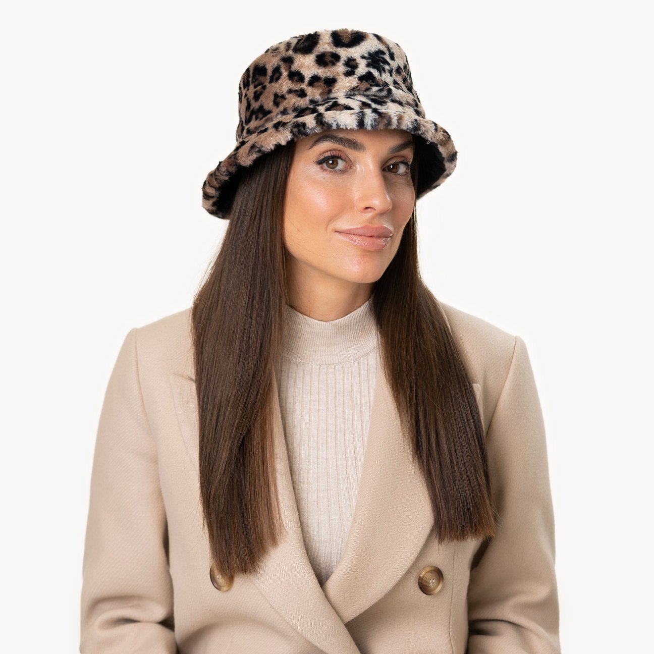 Chapeau Ella Bucket en tissu à imprimé léopard Modell 1