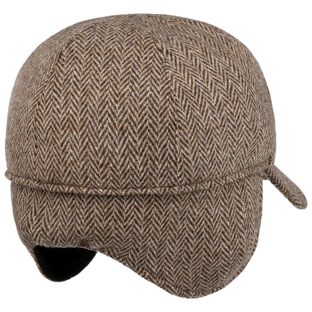 Fiskbensmössa med öronlappar beige-braun 6