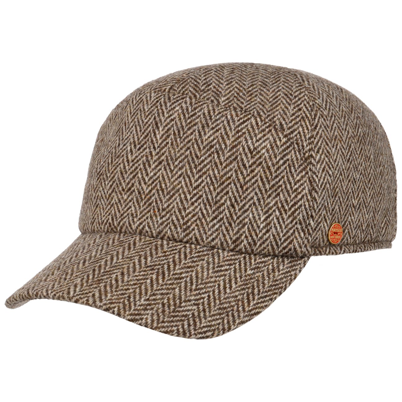 Fiskbensmössa med öronlappar beige-braun 9