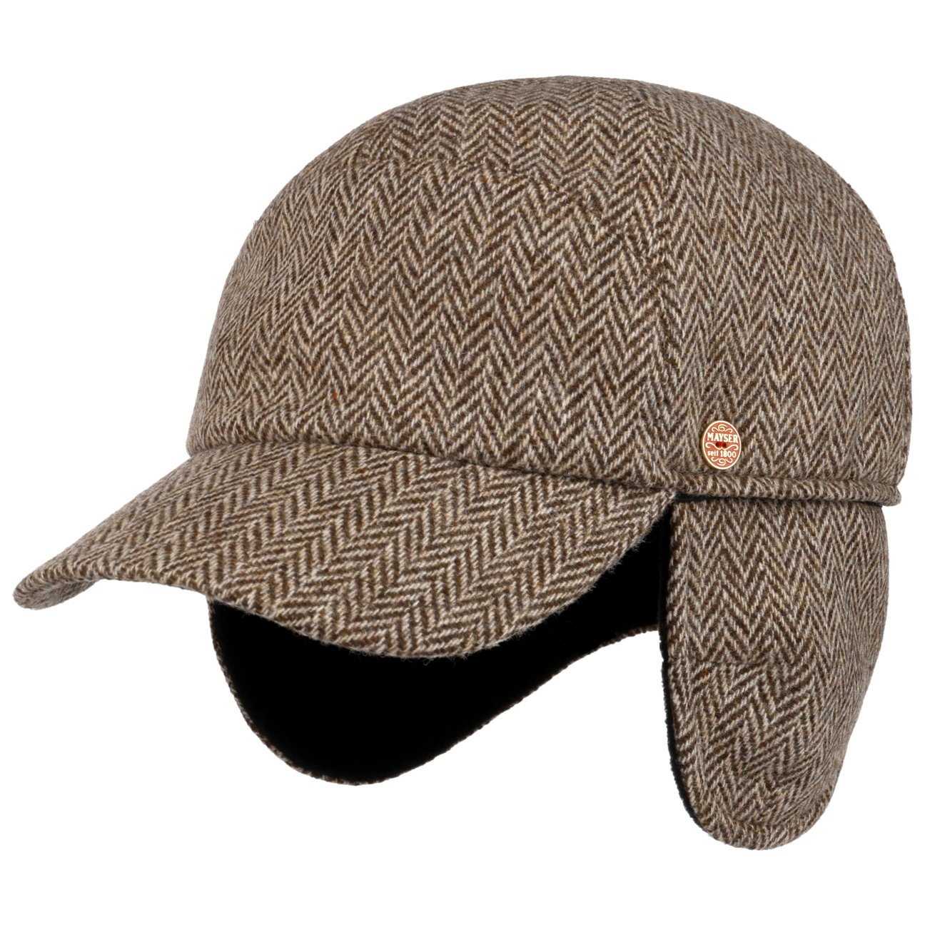 Fiskbensmössa med öronlappar beige-braun 3