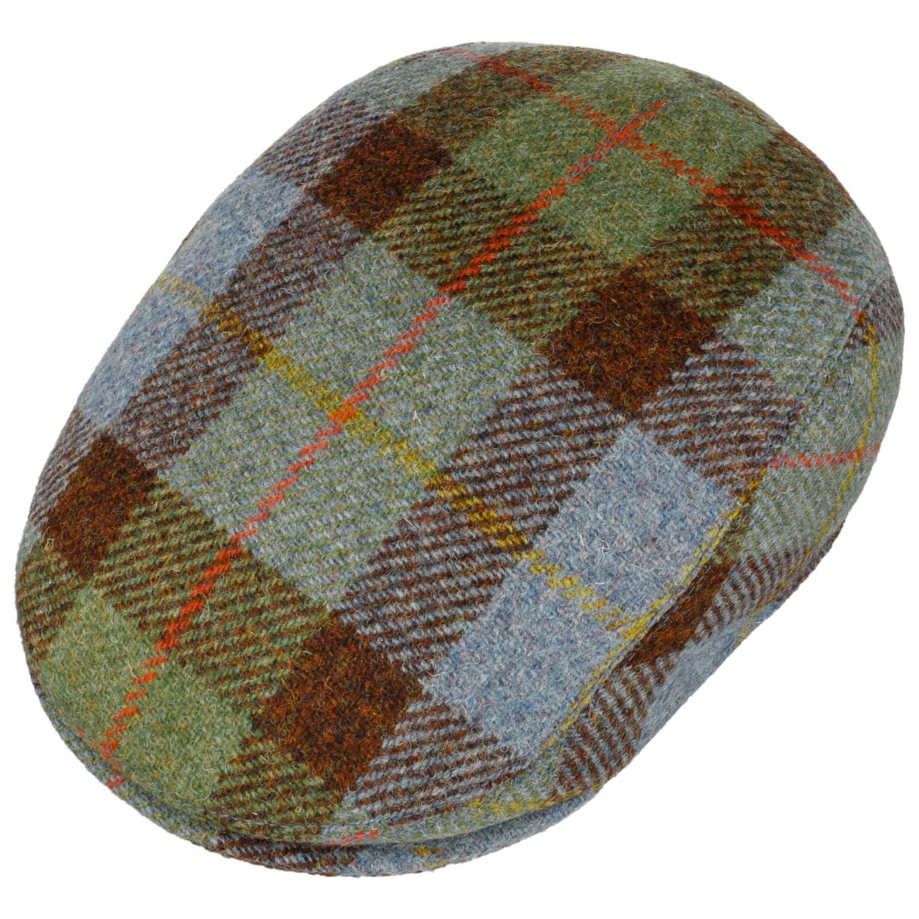 Erik Harris platt keps i tweed grün-blau 3