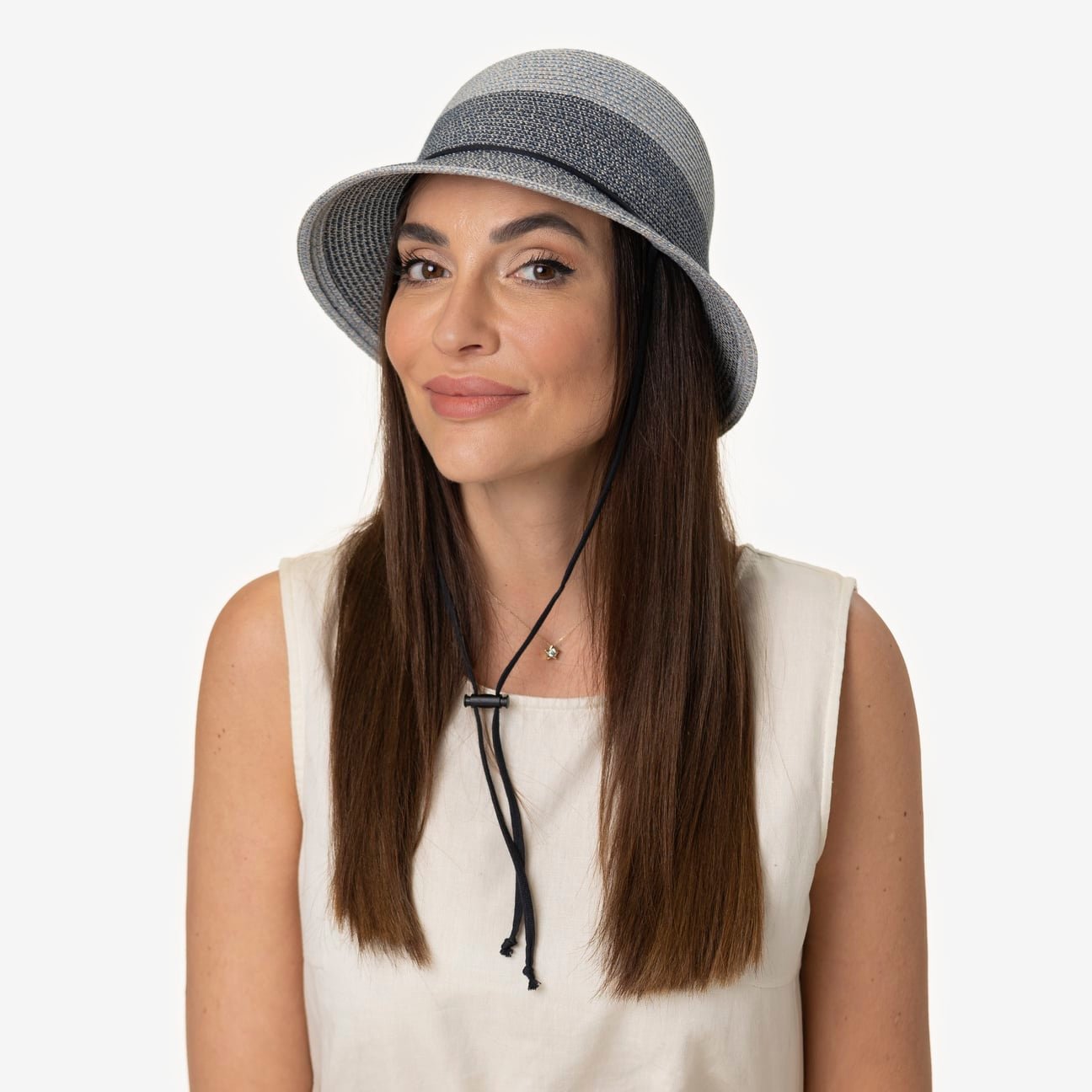 Twotone Block Stoffen Hoed met UV-Bescherming Modell 1