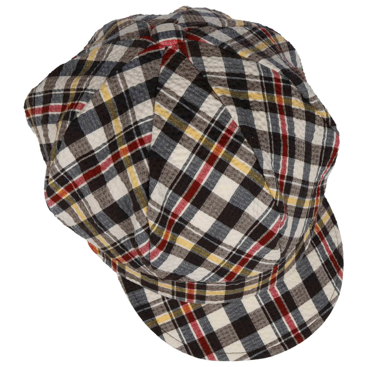 Seersucker Check Newsboy Cap blau-gelb 3