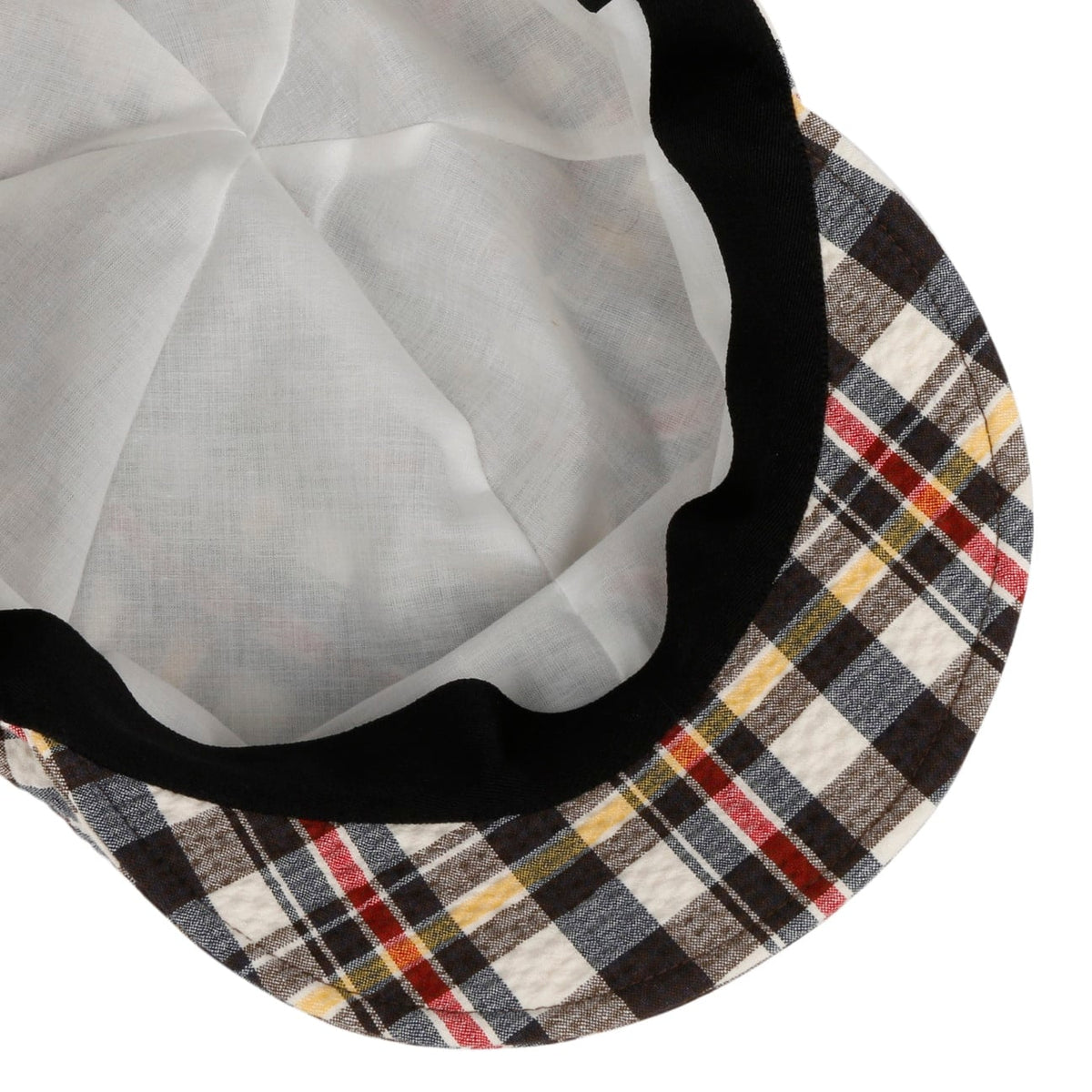 Seersucker Check Newsboy Cap blau-gelb 4