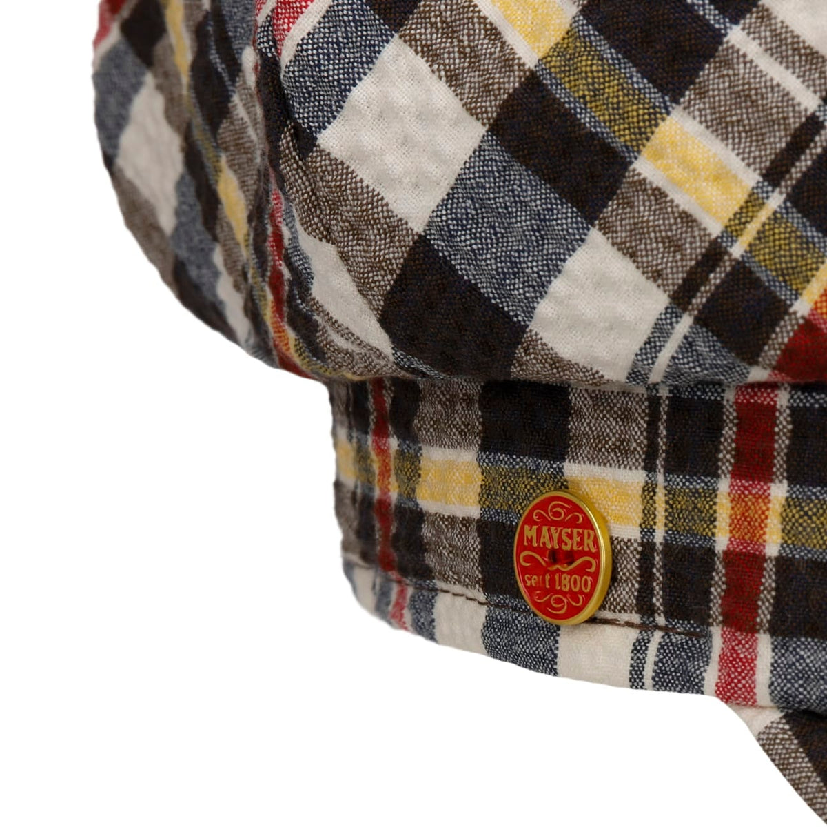 Seersucker Check Newsboy Cap blau-gelb 5