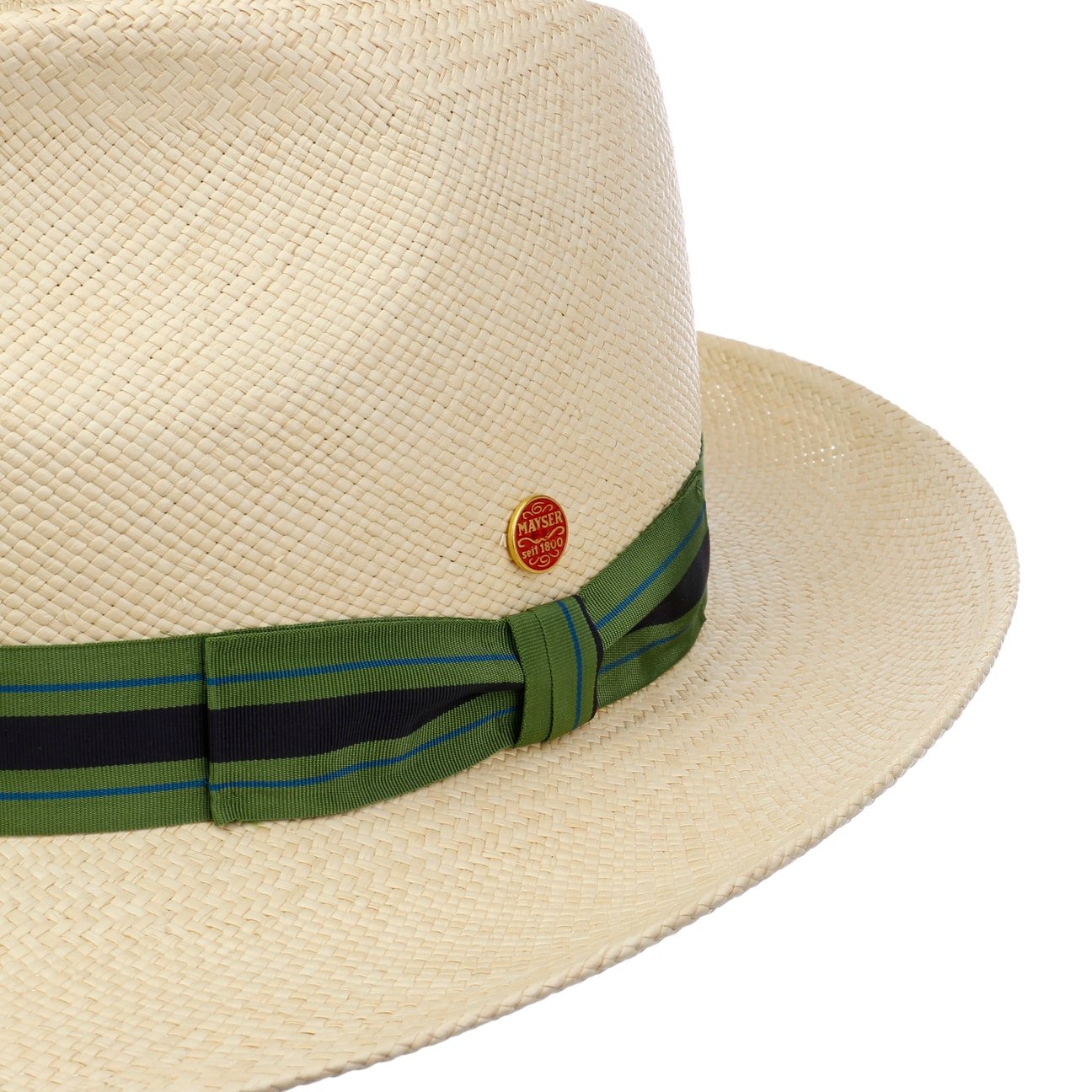 Albenga Green Stripes Panamahoed natur-grün 4