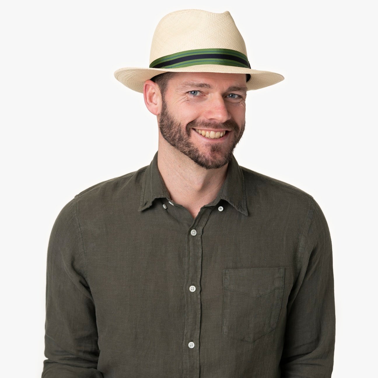 Chapeau Panama Rayures Vertes Albenga Modell 2