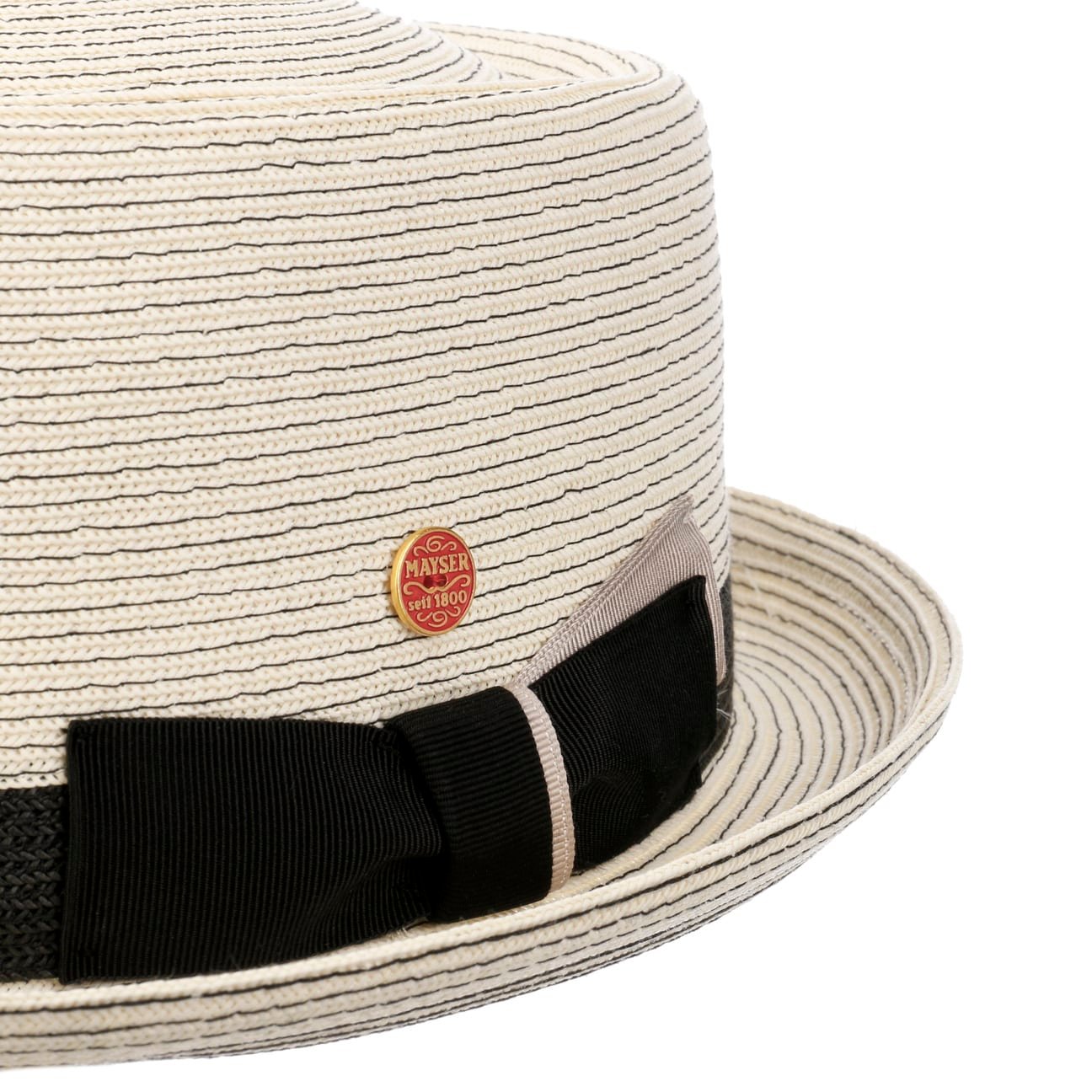 Gareth Classic Pork Pie Strohoed weiß-schwarz 9