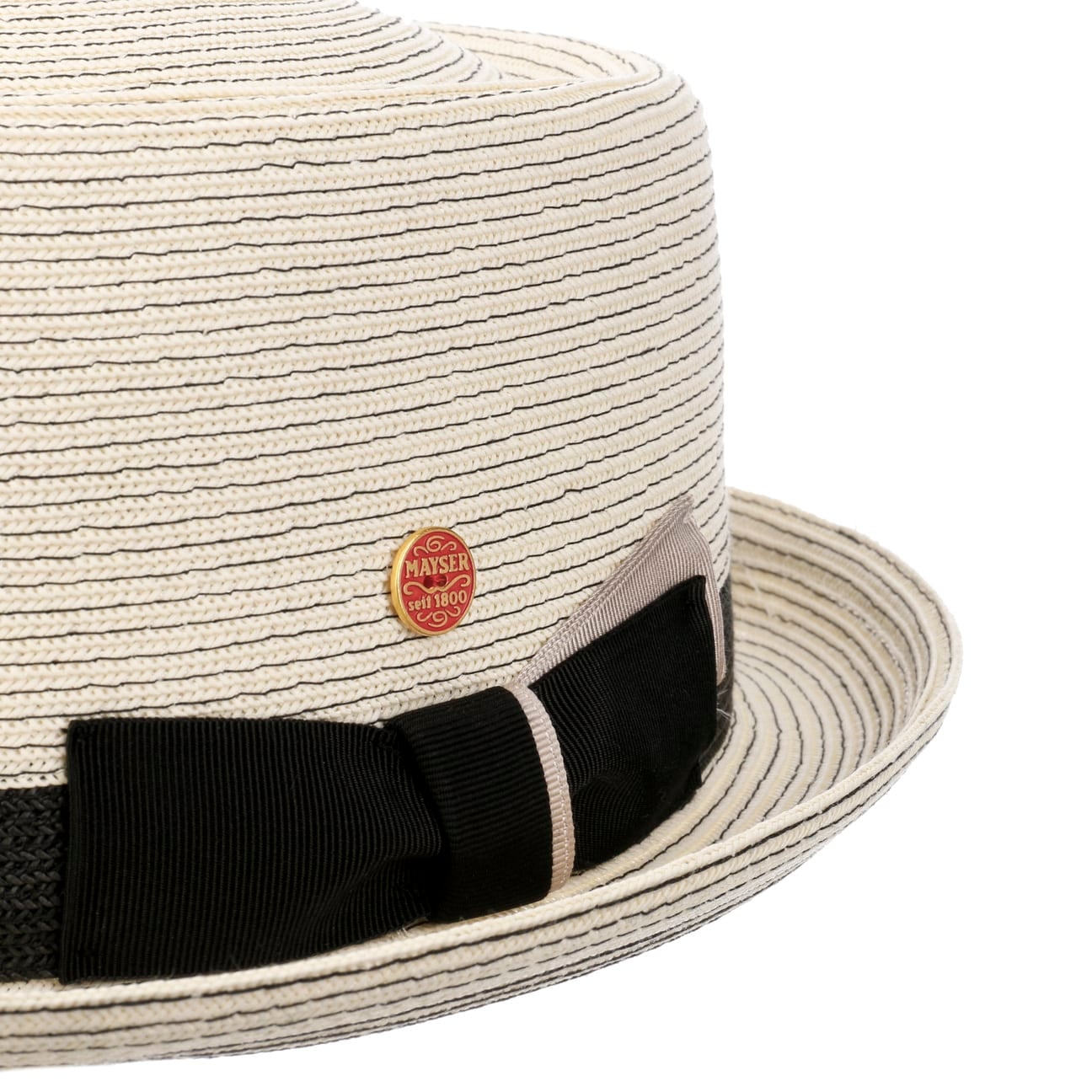 Gareth Classic Pork Pie Stråhatt weiß-schwarz 9