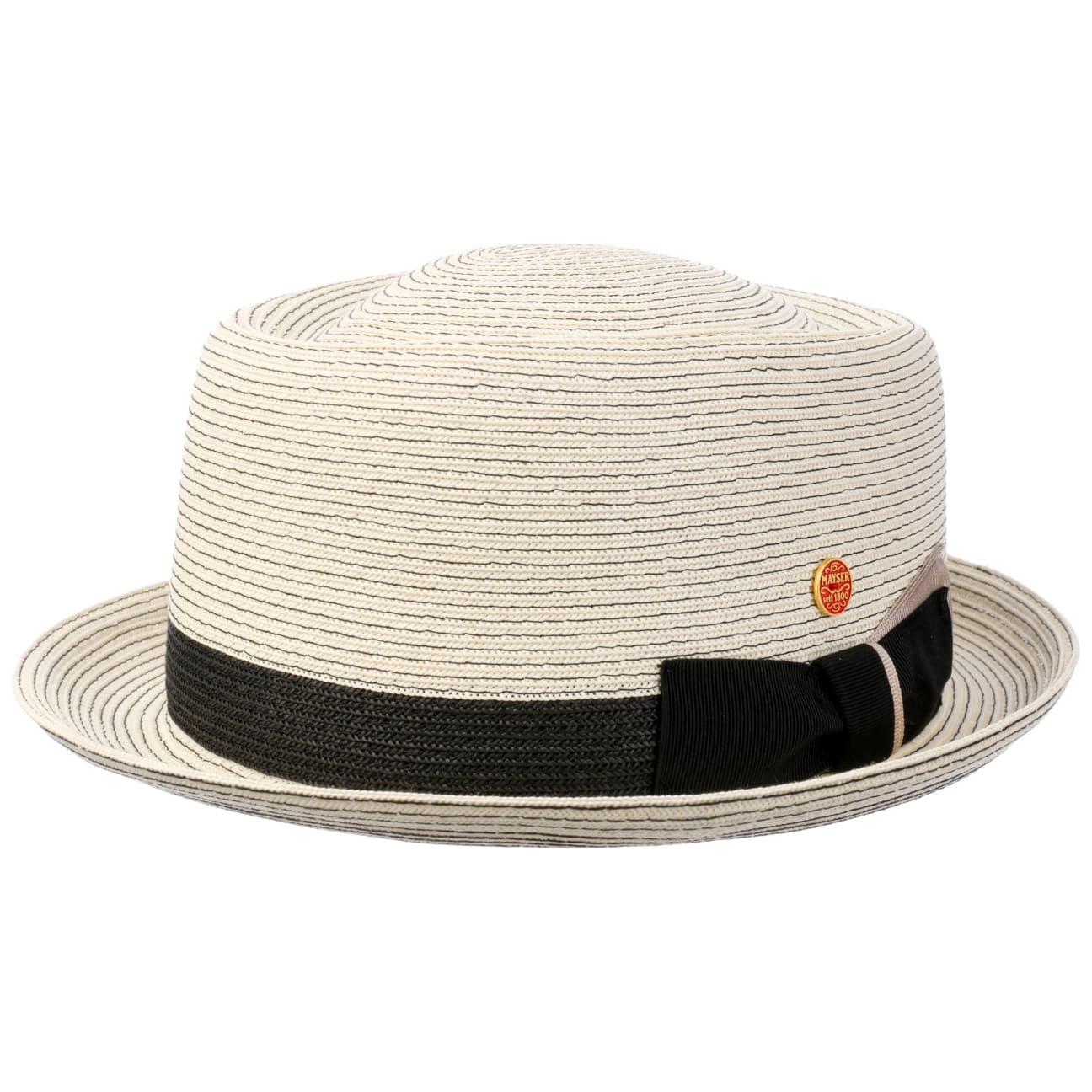 Gareth Classic Pork Pie Stråhatt weiß-schwarz 6