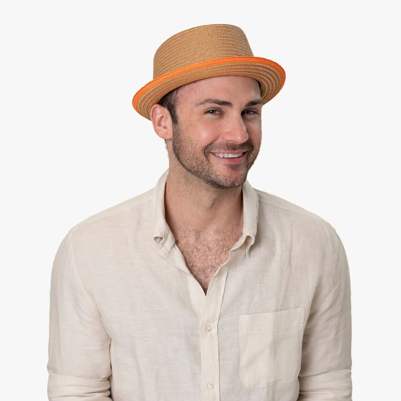 Andy Orange Pork Pie Halmhatt Modell 2