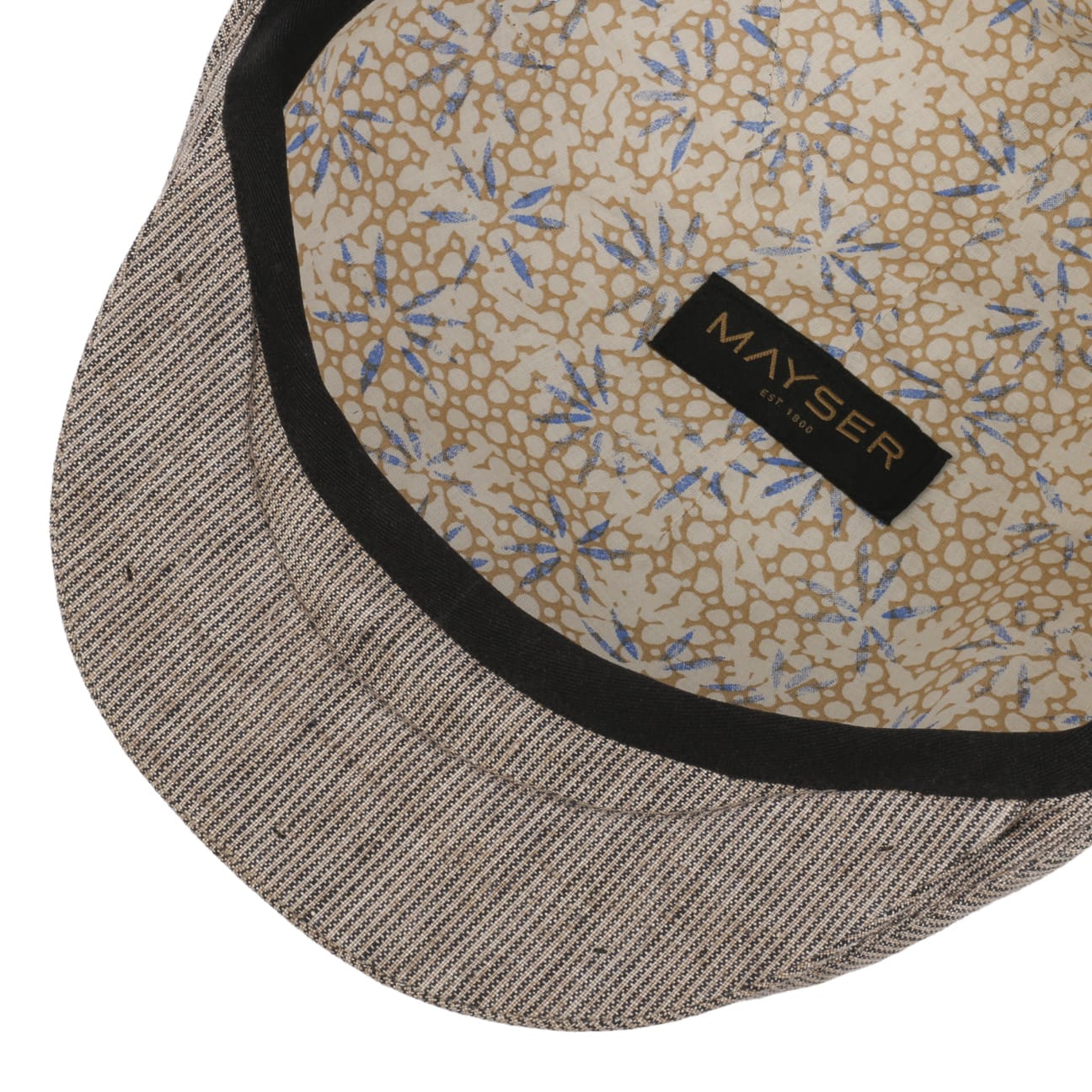 Sidney Leinen Stripes Flat Cap beige 4