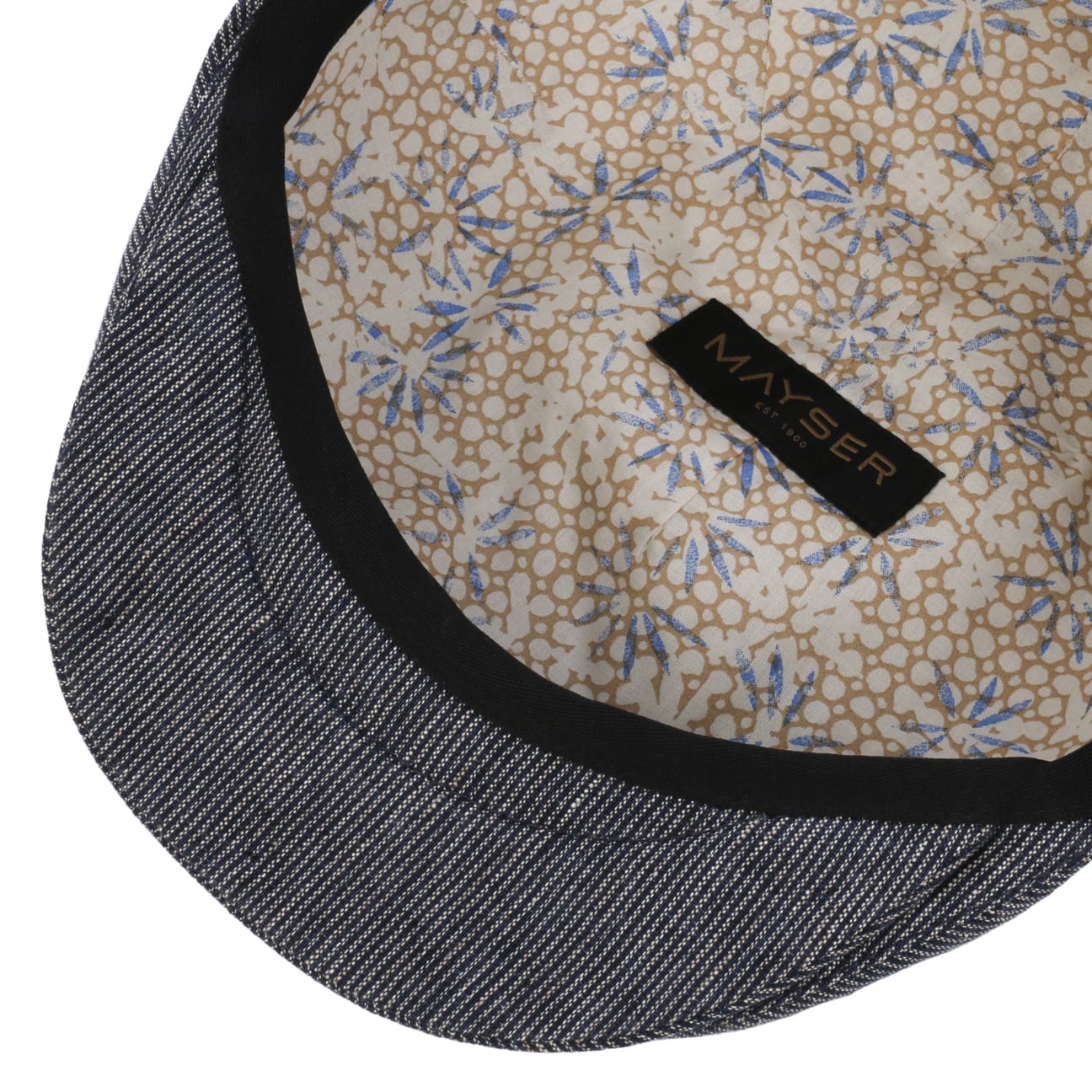 Sidney Leinen Stripes Flatcap blau 8