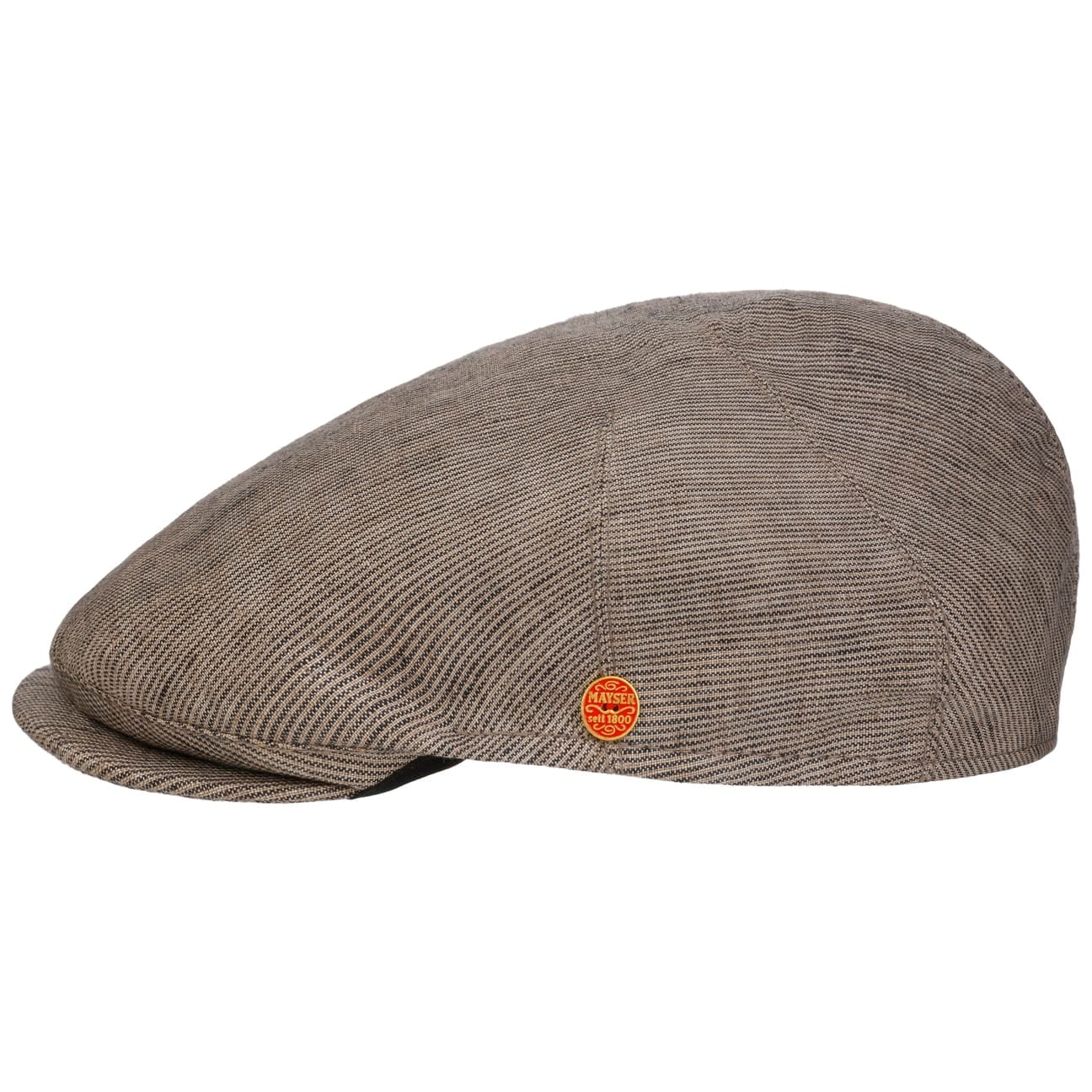 Sidney Leinen Stripes Flat Cap beige 2