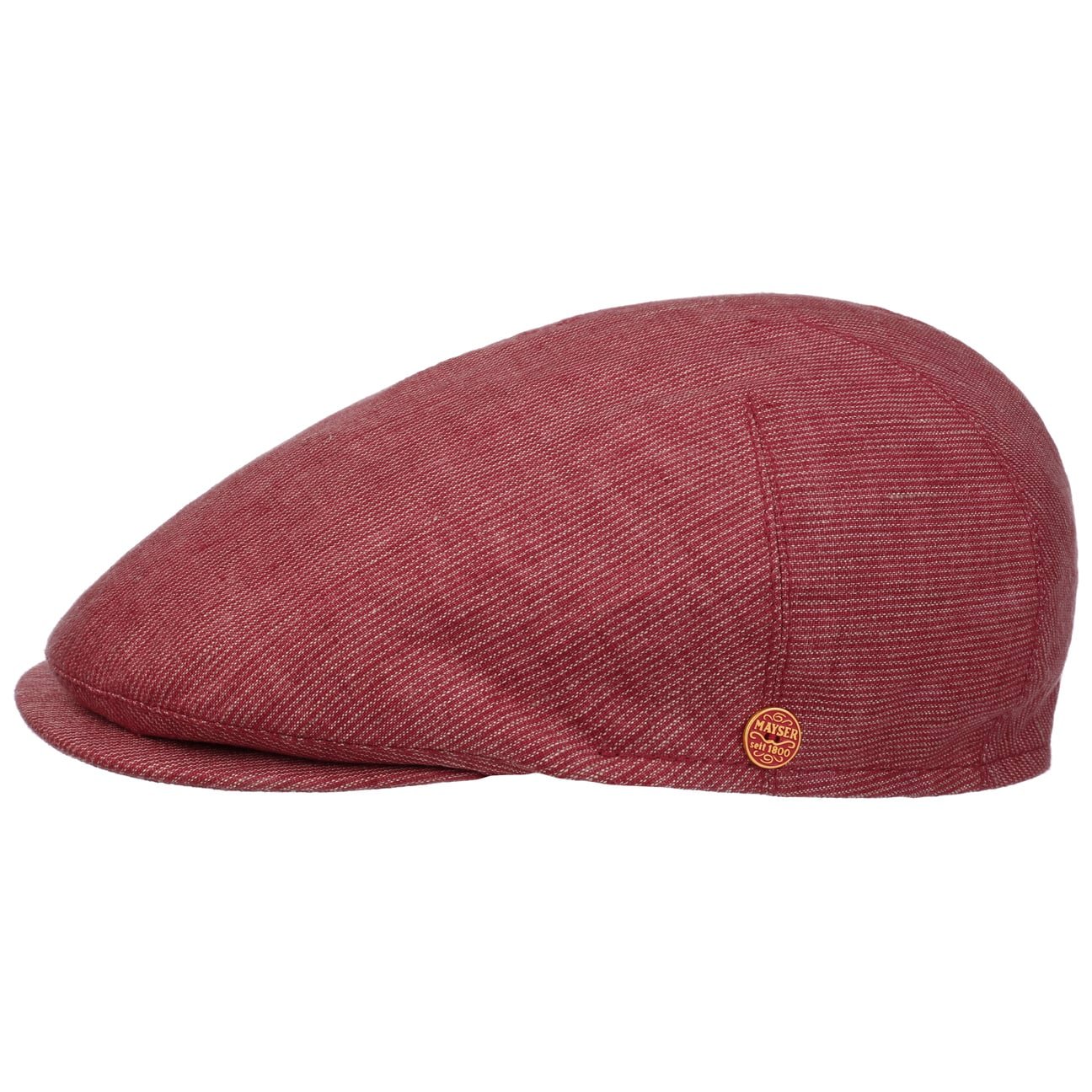 Sidney Leinen Stripes Flatcap rot 10