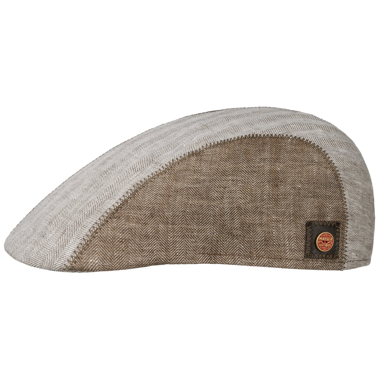 Prince Twotone Flat Cap i Lin braun 6