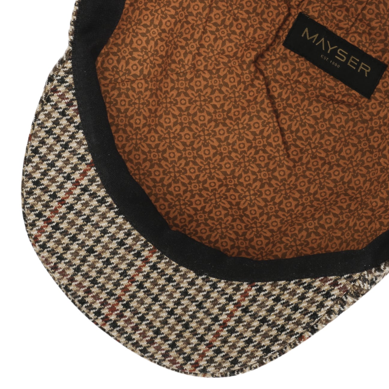 Paddy Casual Houndstooth Flat Cap braun 4