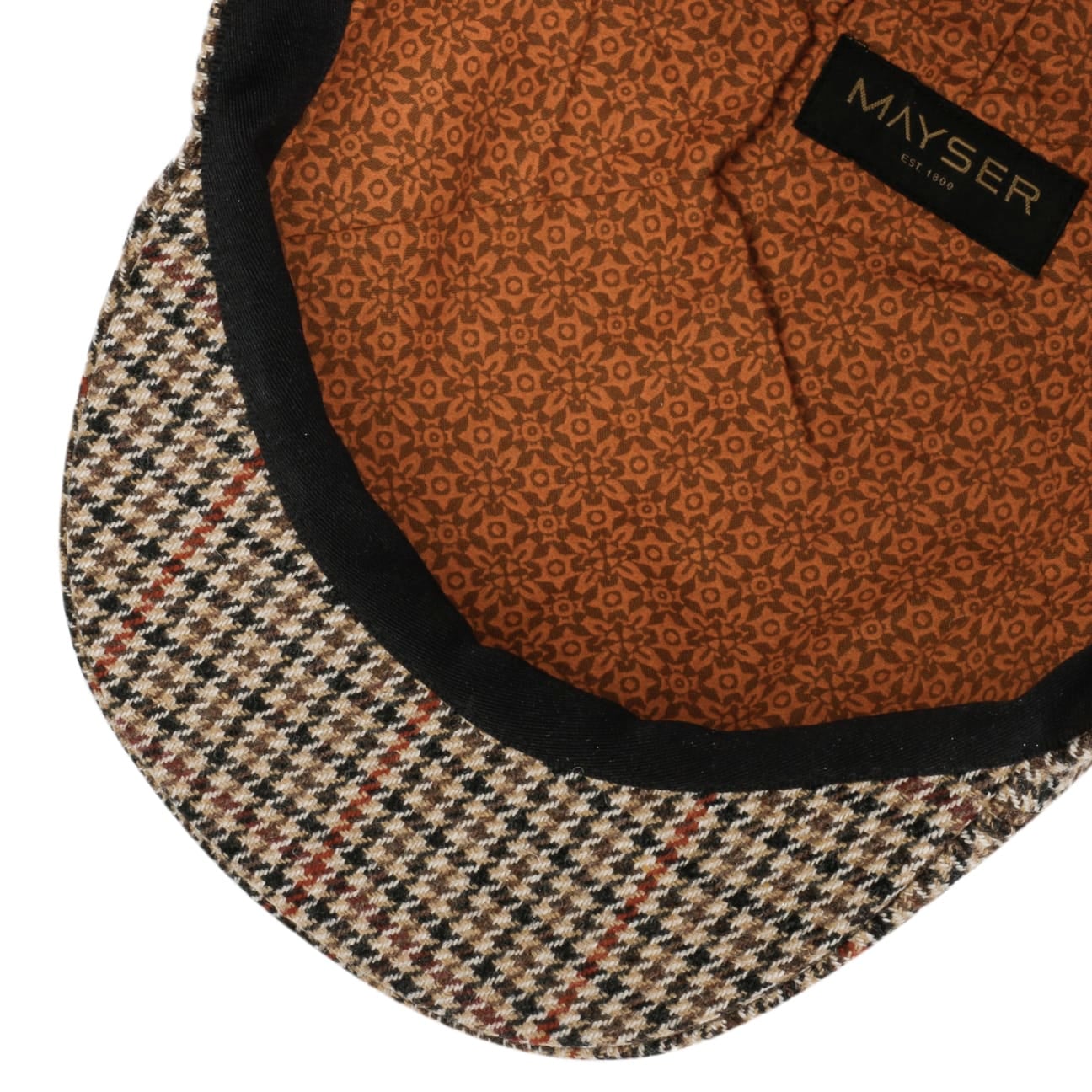 Paddy Casual Houndstooth Flat Cap braun 4