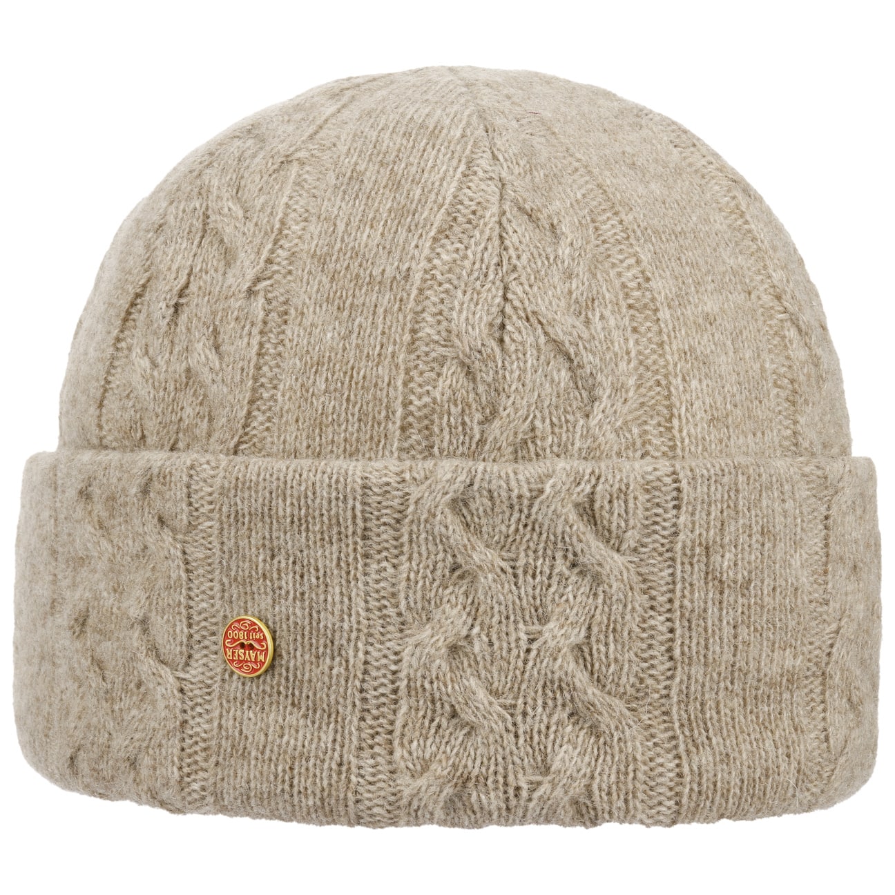 Joyce Zopfstrick Beanie beige 1