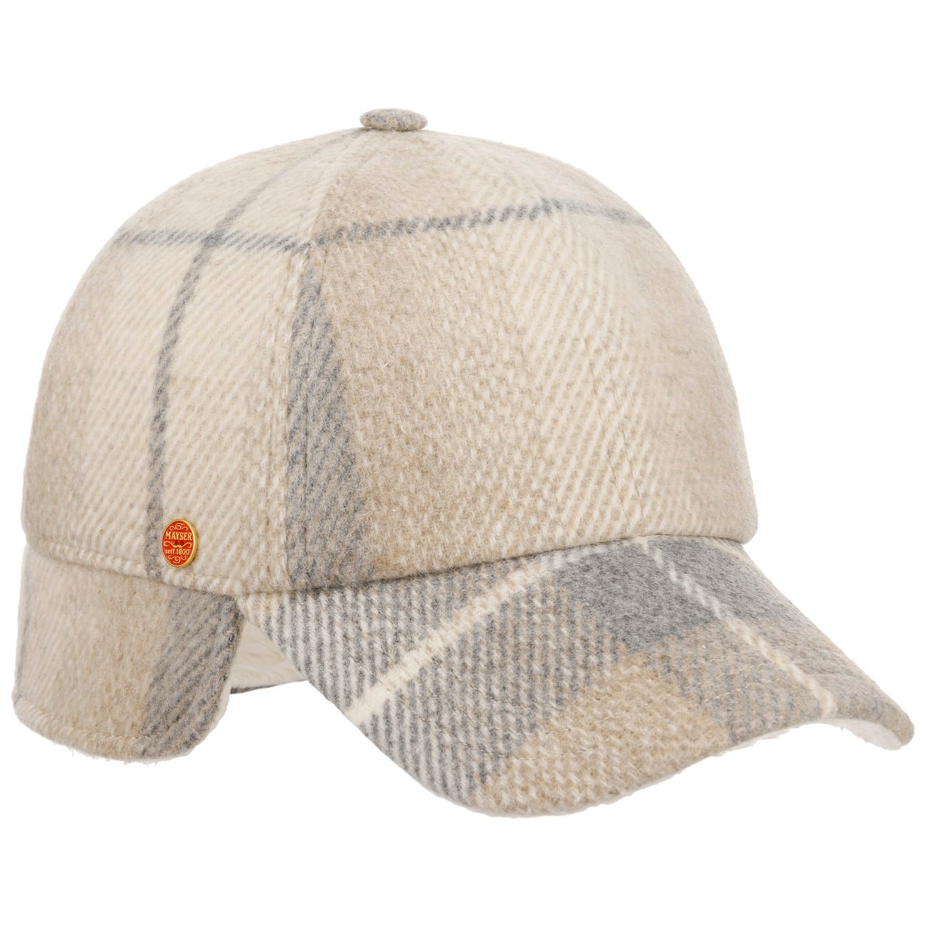 Casquette à carreaux Taja avec oreillettes beige-grau 3