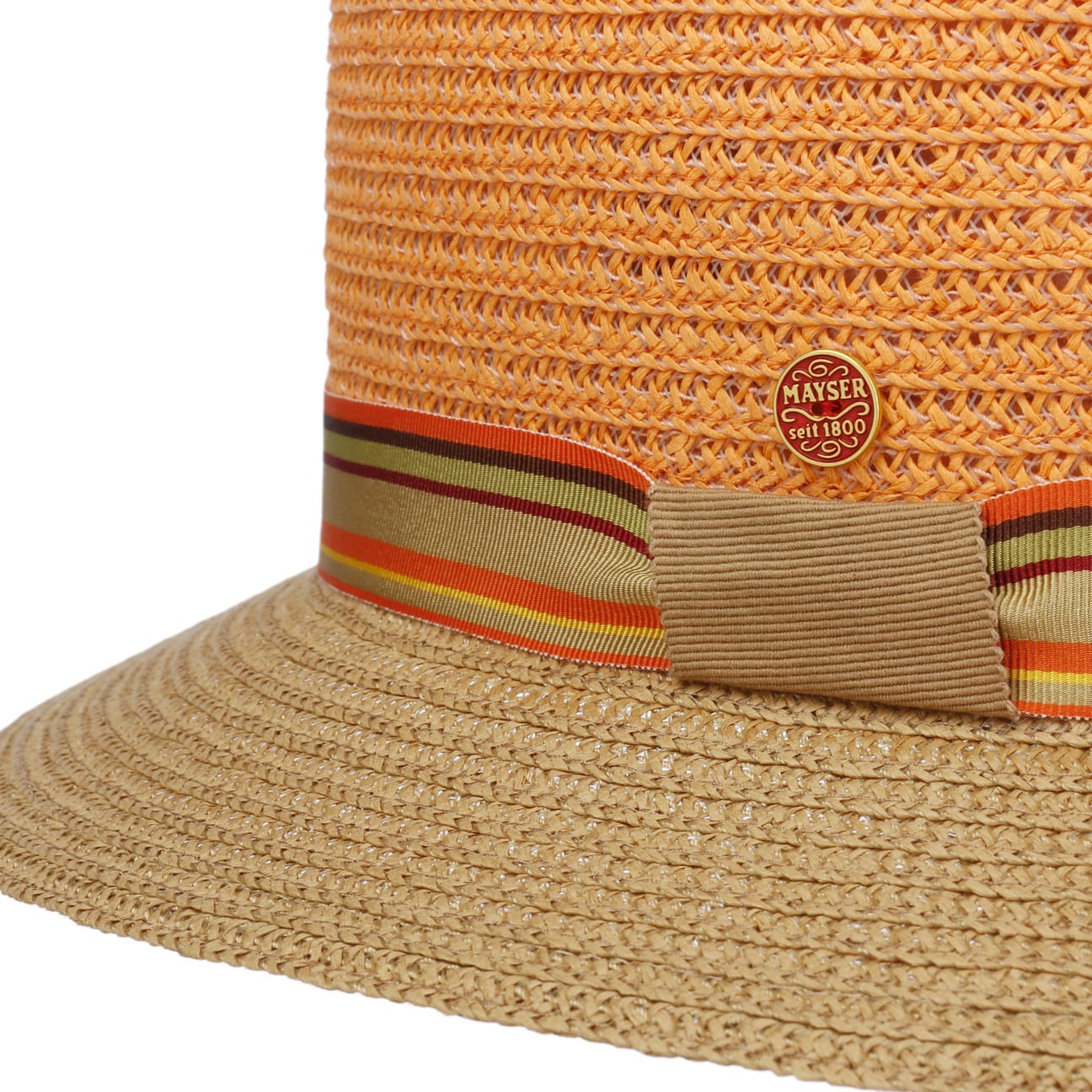 Chapeau de paille de voyageur bicolore Nane orange 13