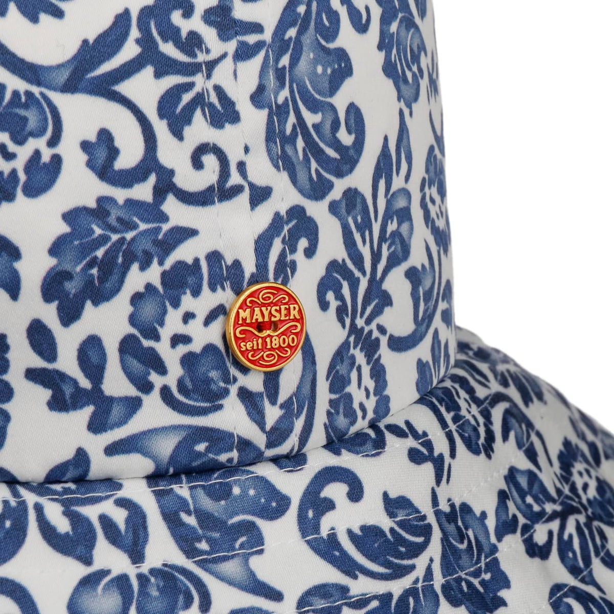 Ruth Flower Paisley Damehatt blau-weiß 5
