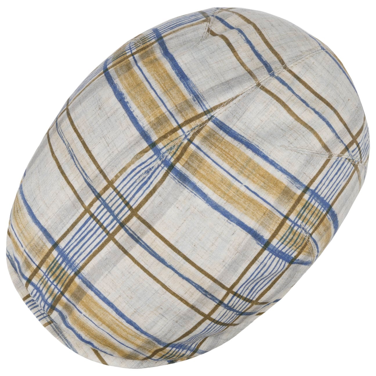 Sidney Amsterdam Check Flat Cap beige-blau 3