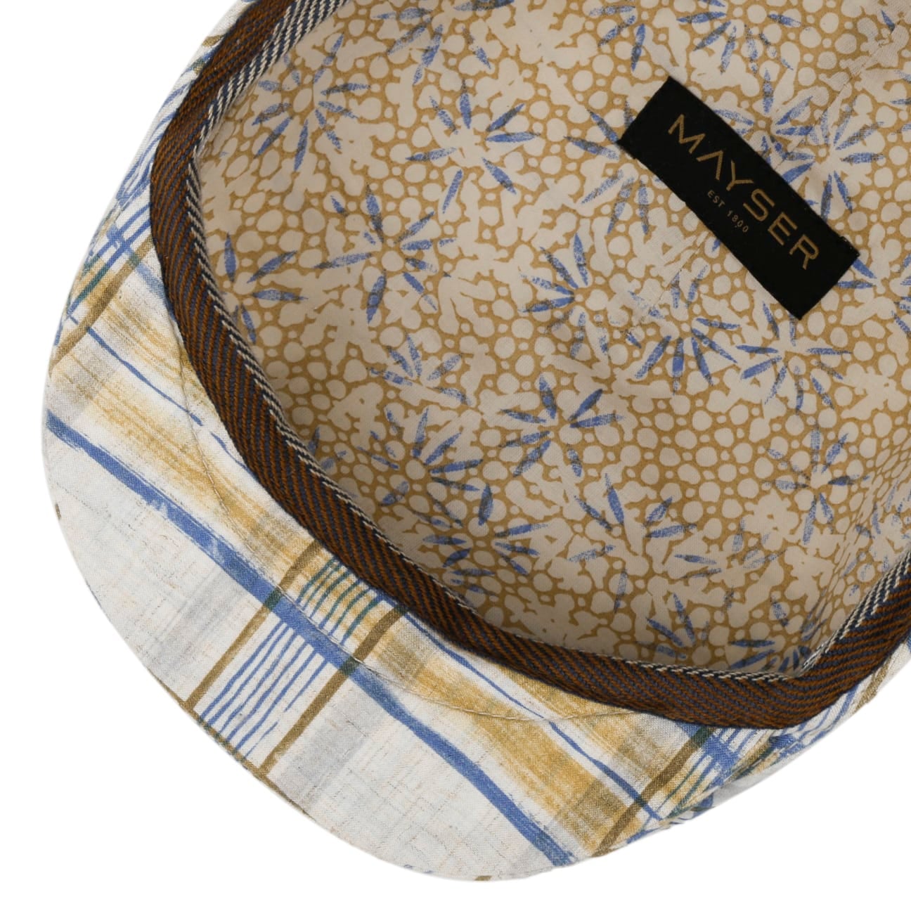 Sidney Amsterdam Check Flat Cap beige-blau 4
