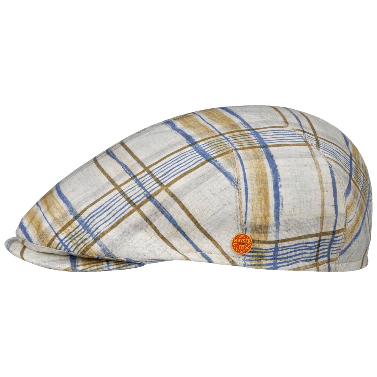 Sidney Amsterdam Check Flat Cap beige-blau 2