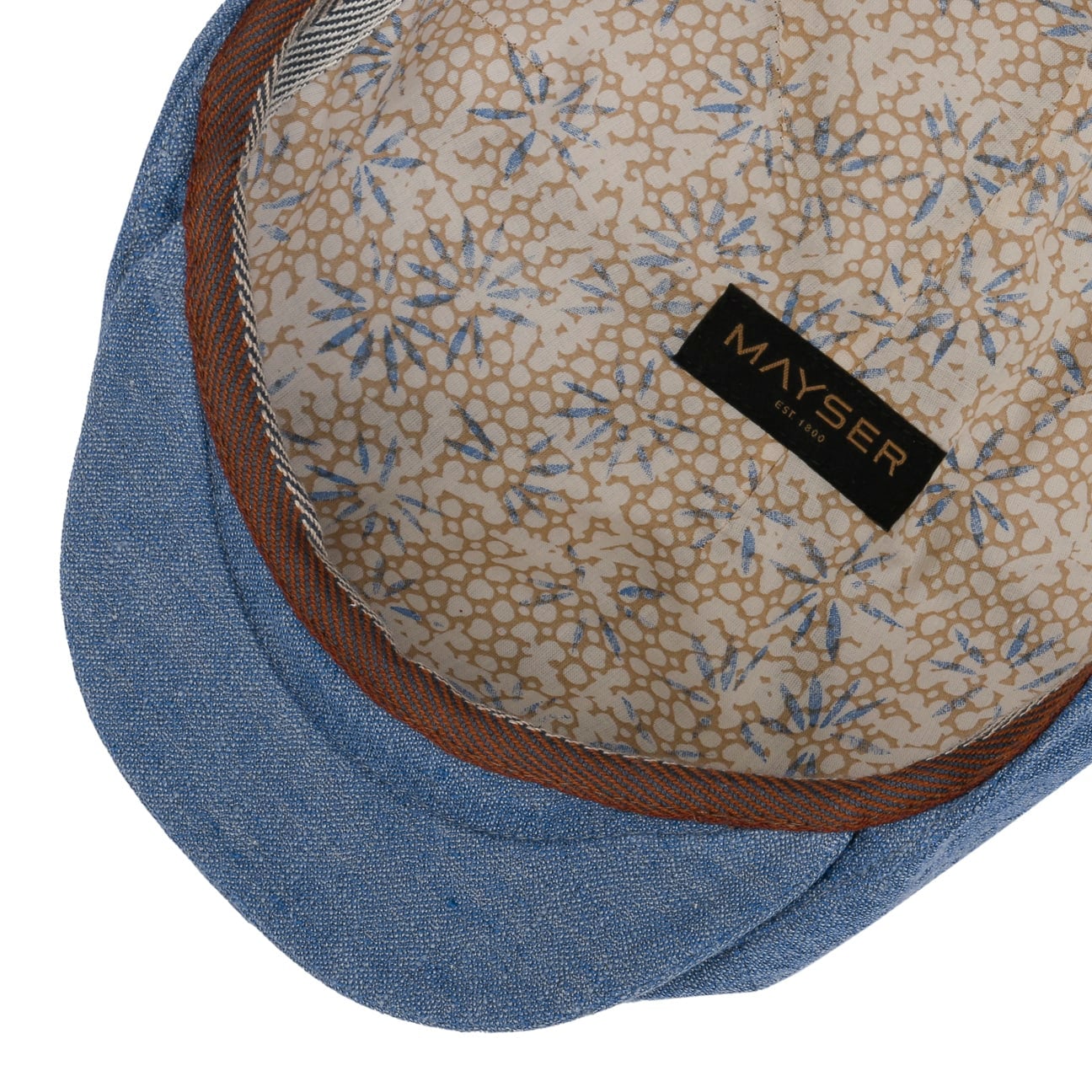 Wallace Flat Cap i Lin blau 4