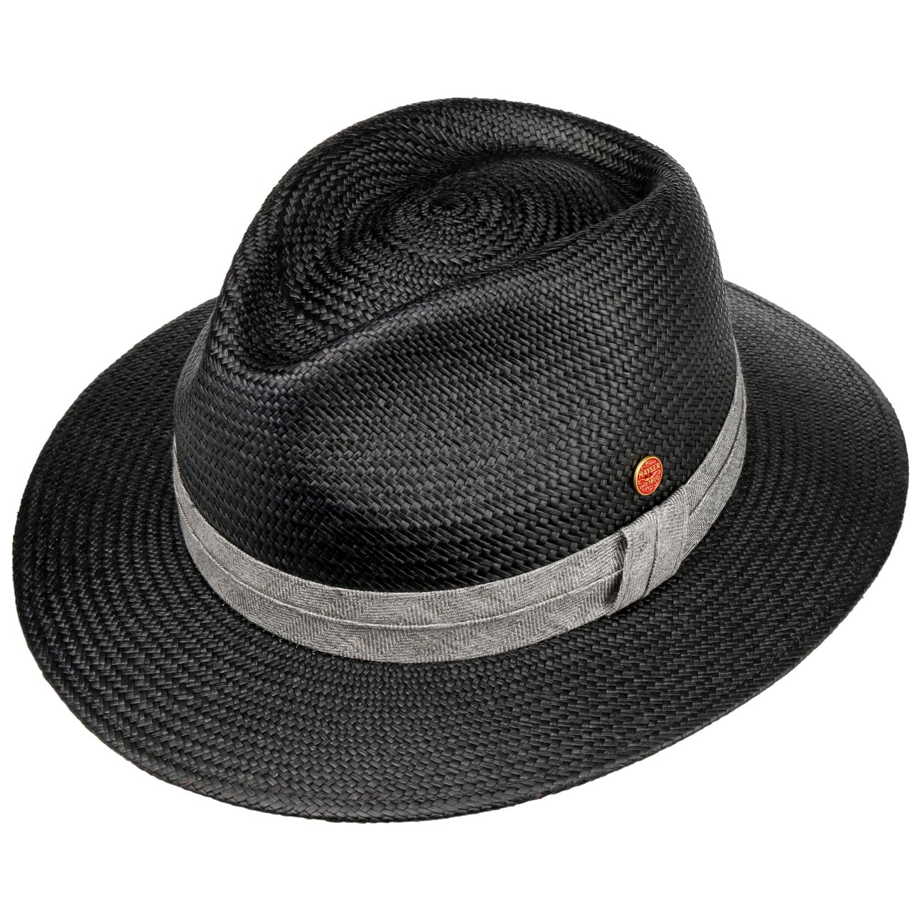 Gero Contrast Band Panama Hat schwarz-grau 6