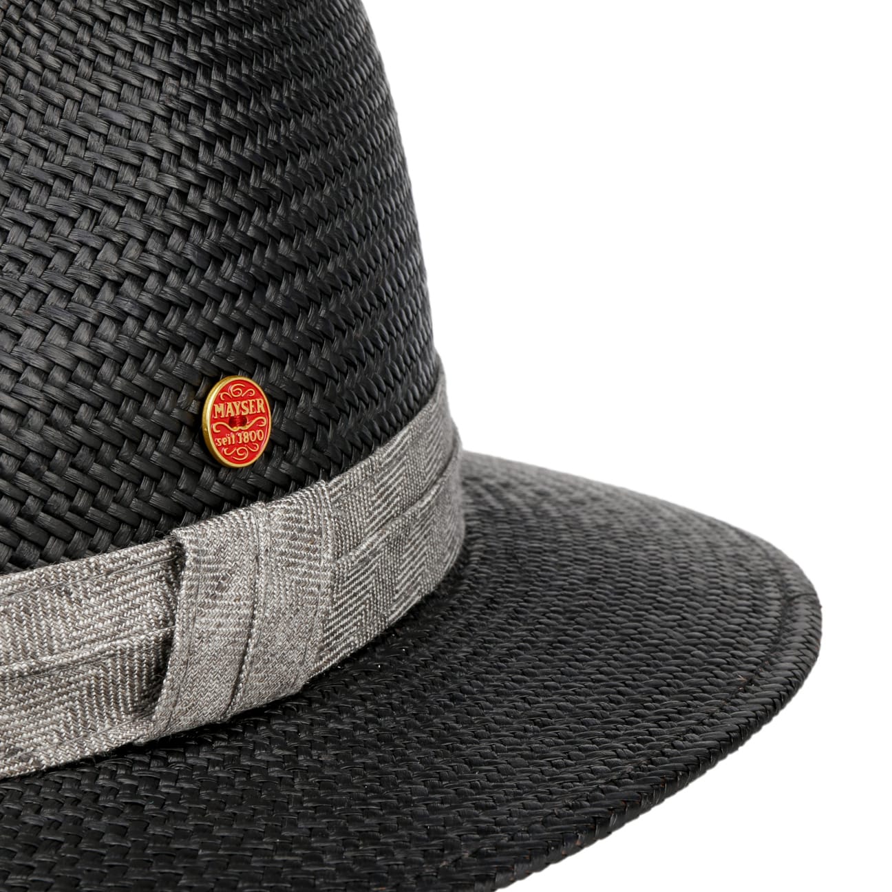 Gero Contrast Band Panama Hat schwarz-grau 8