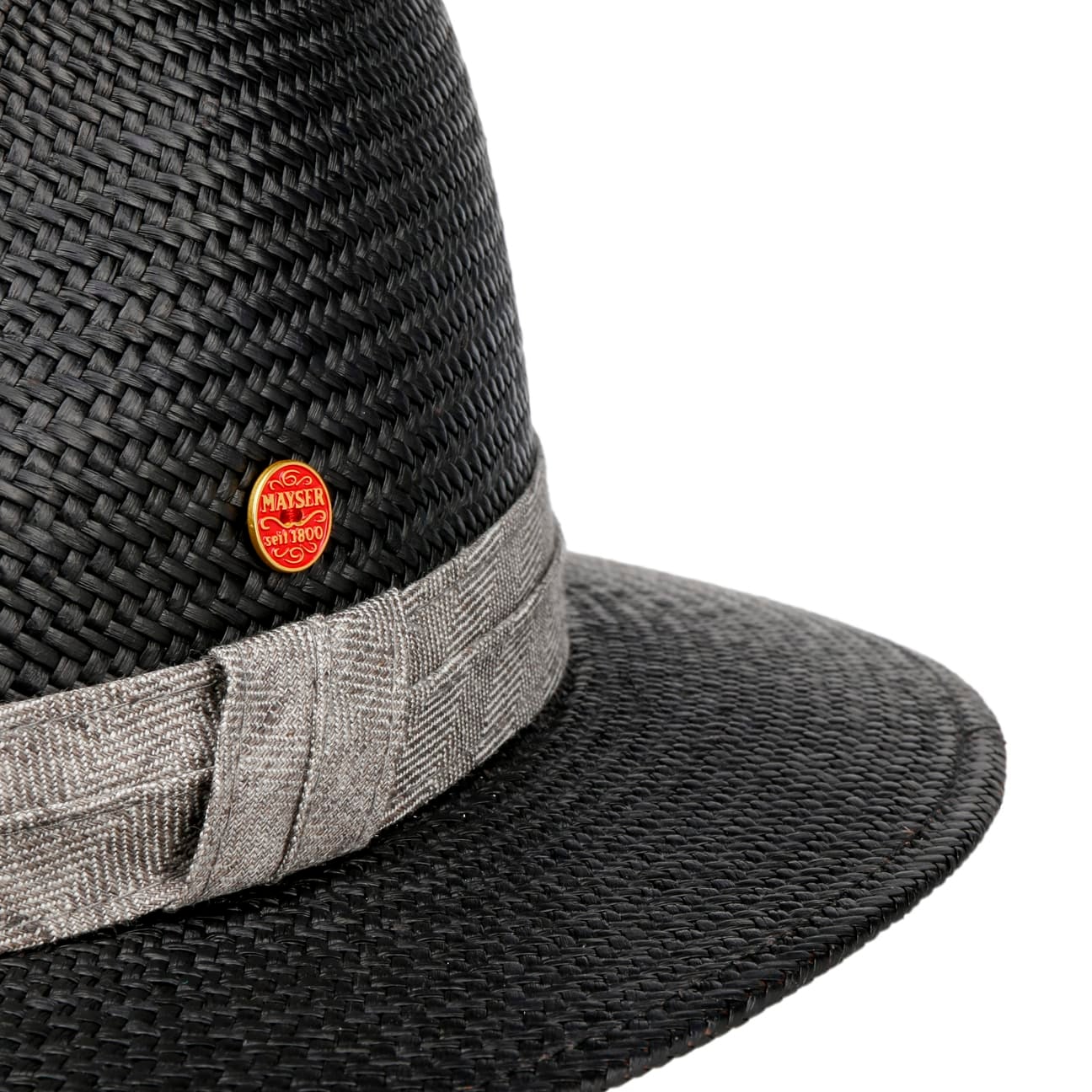 Gero Contrast Band Panama-Hatt schwarz-grau 8