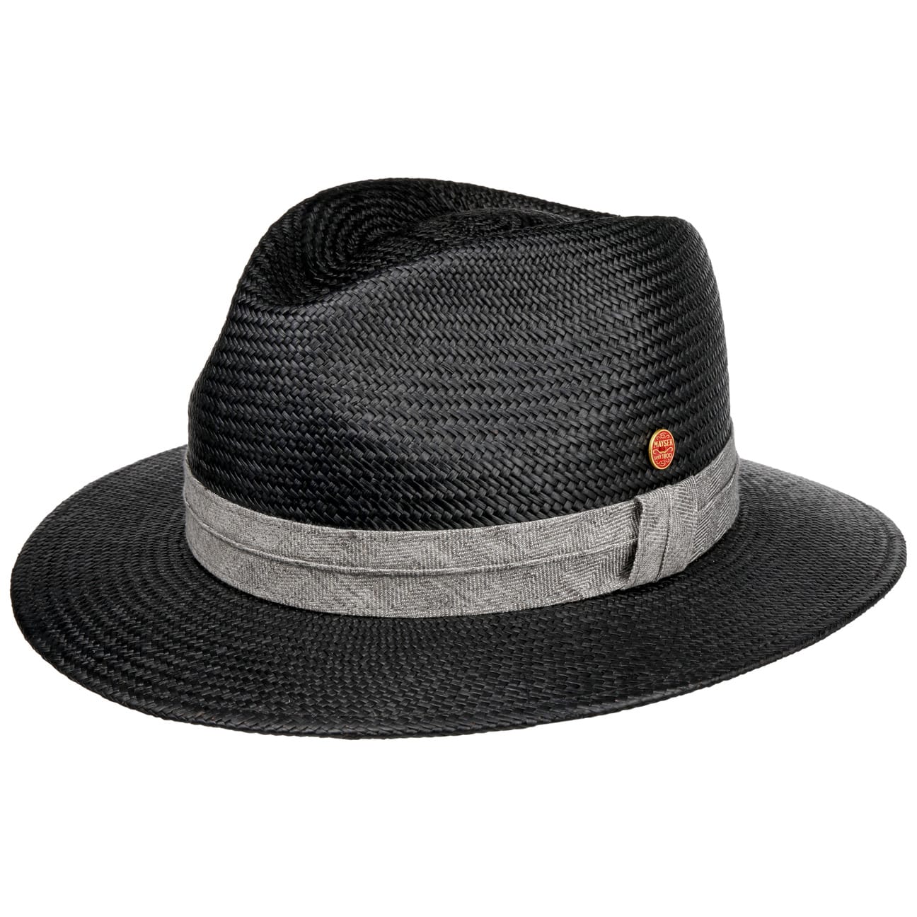 Gero Contrast Band Panama Hat schwarz-grau 5