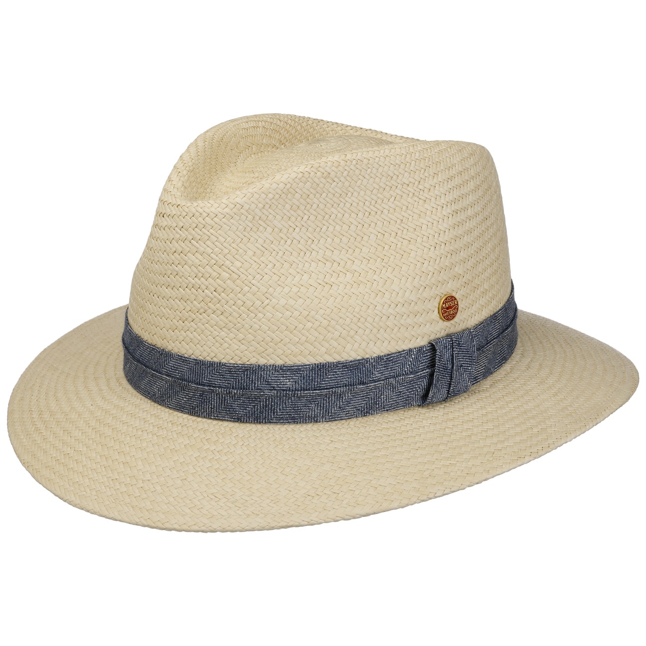 Gero Contrast Band Panama-Hatt natur-blau 1
