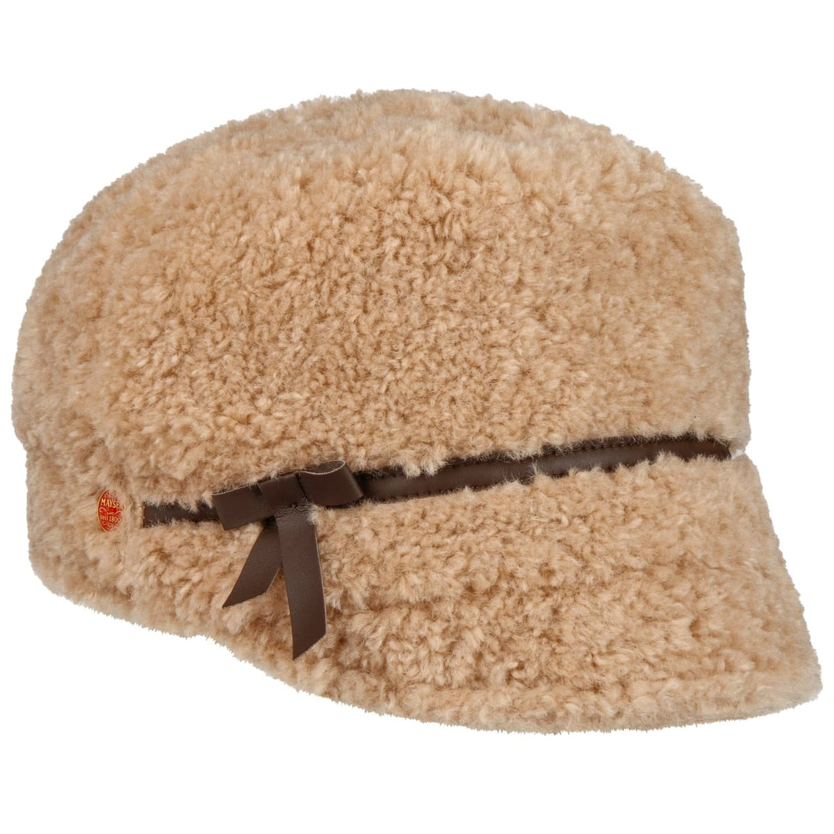 Teddy Newsboy Cap i Fuskepels beige 2