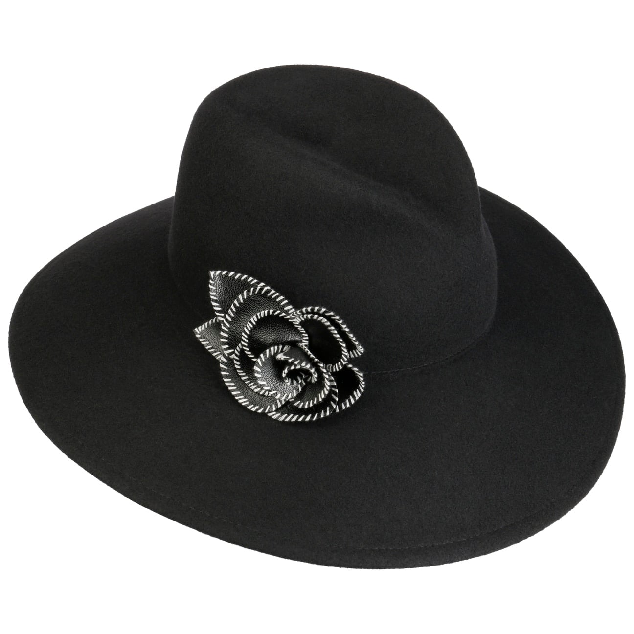 Chapeau en Laine Ilaria Flower schwarz 4