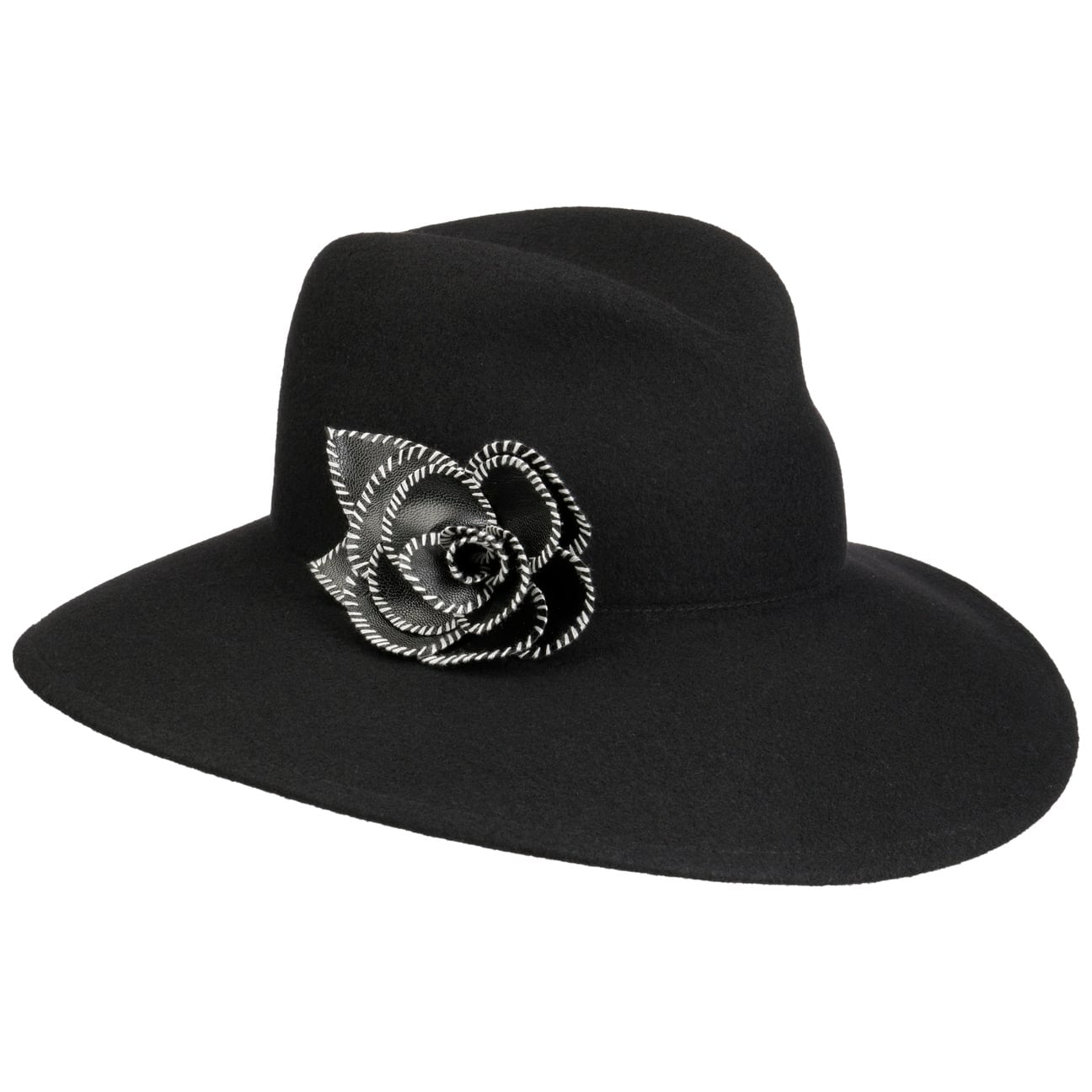 Chapeau en Laine Ilaria Flower schwarz 3