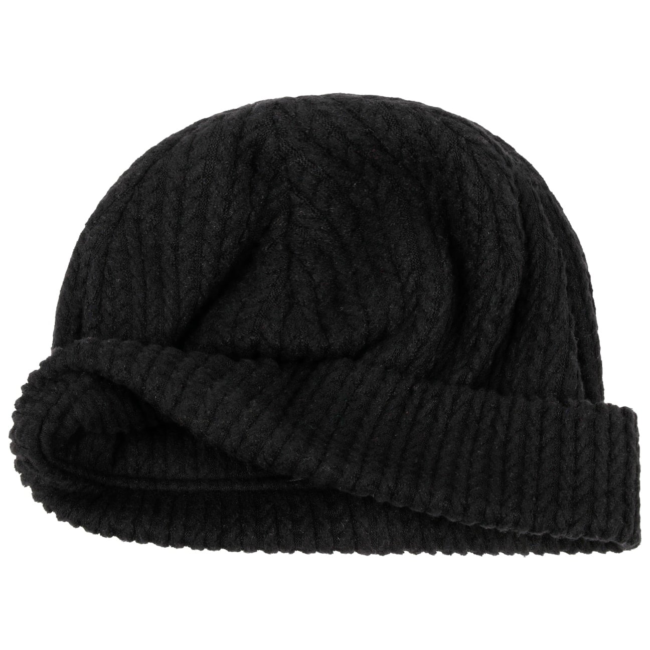 Joycey Beanie med Fold schwarz 6