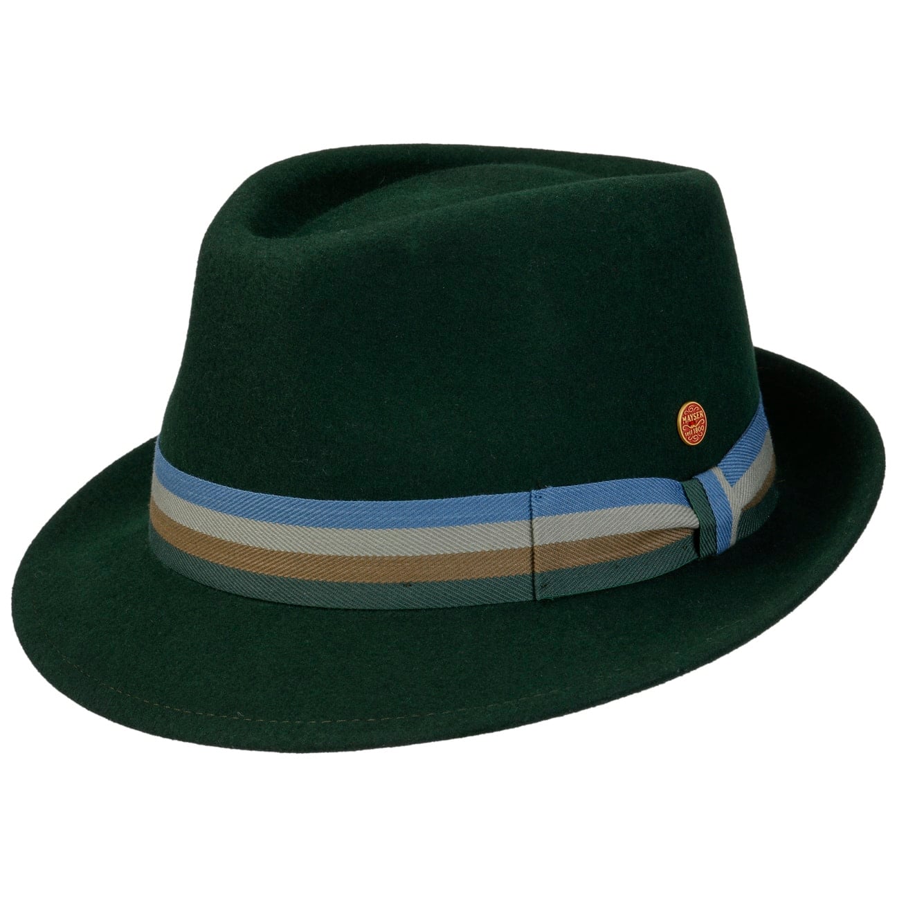 Four Colour Band Trilby Ullhatt dunkelgrün 3