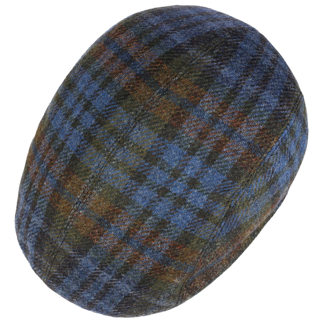 Casquette plate Shetland à carreaux Lennart blau 7