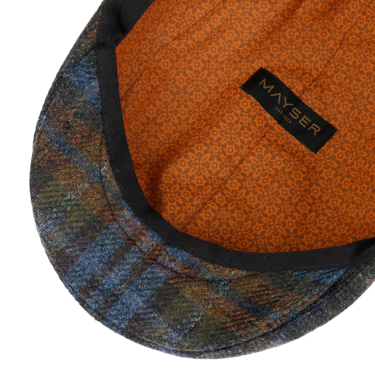 Lennart Check Shetland Flat Cap blau 8